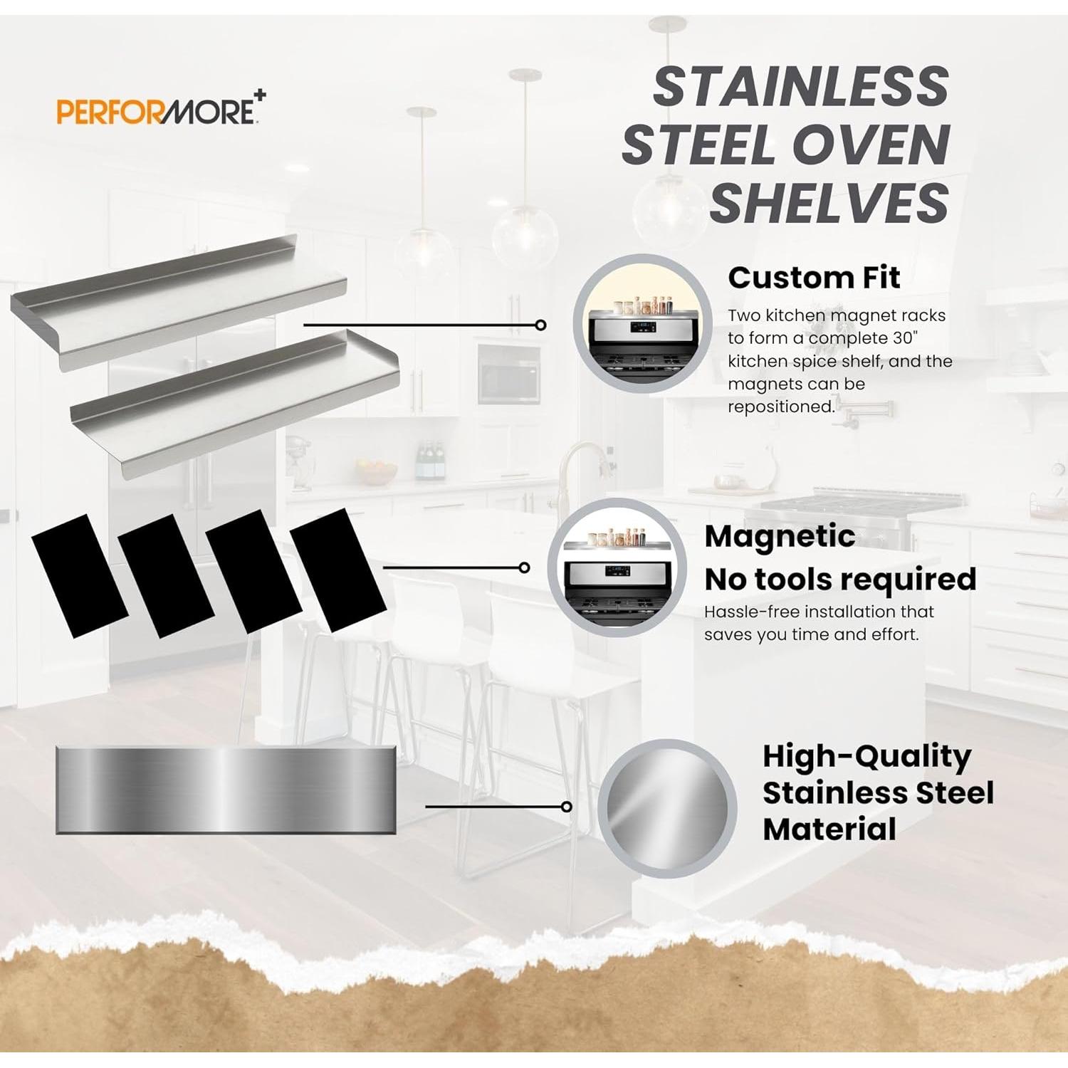 Estante de Almacenamiento Ajustable Performore Acero Inoxidable 2 Piezas