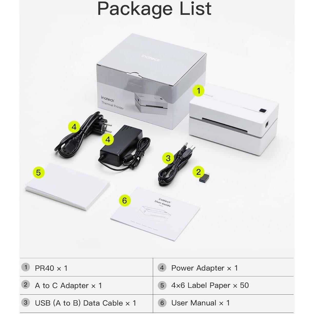 Impresora Térmica de Etiquetas Inateck 4x6 Bluetooth USB