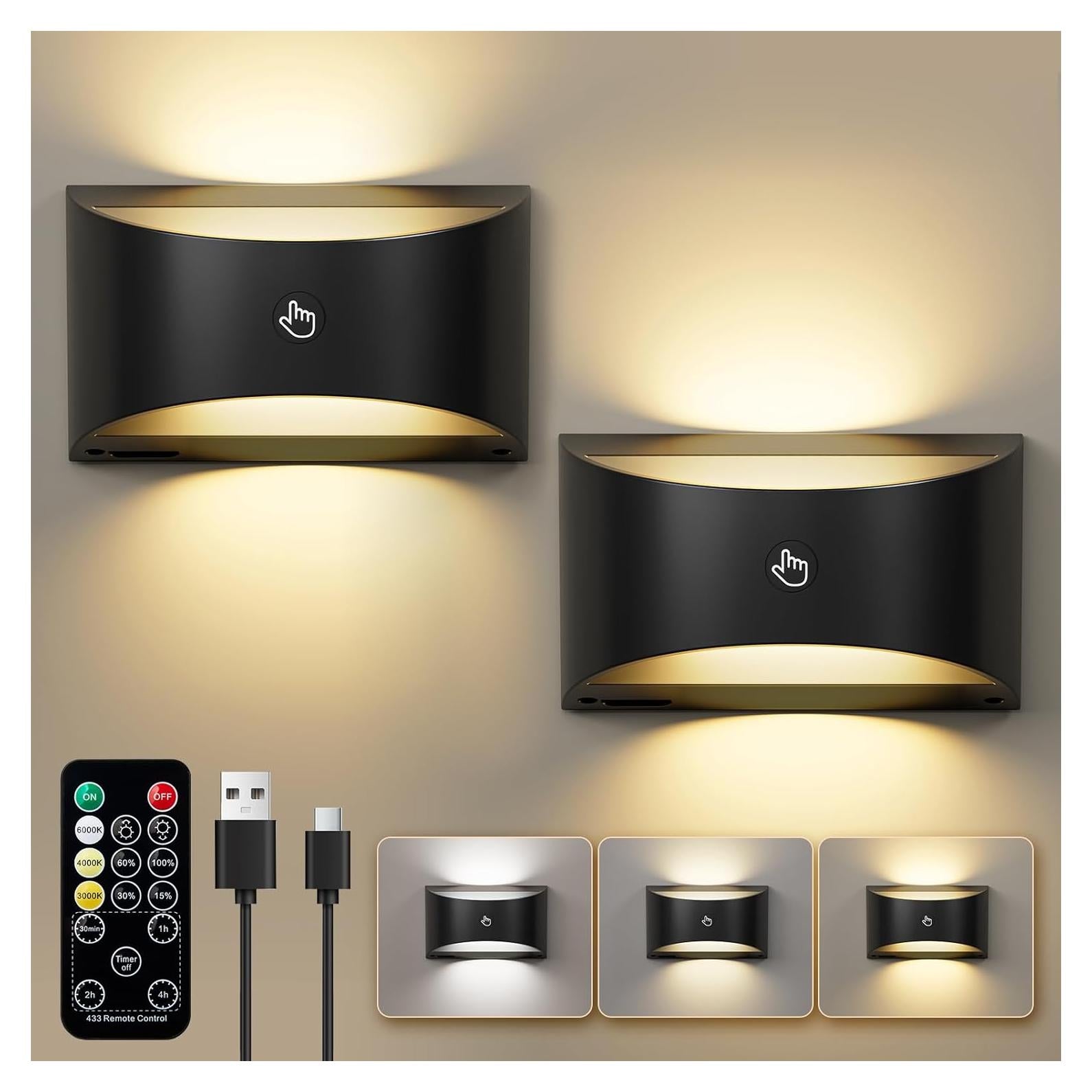 Juego de Apliques de Pared Magnéticos Brightown 2 Pack Negro