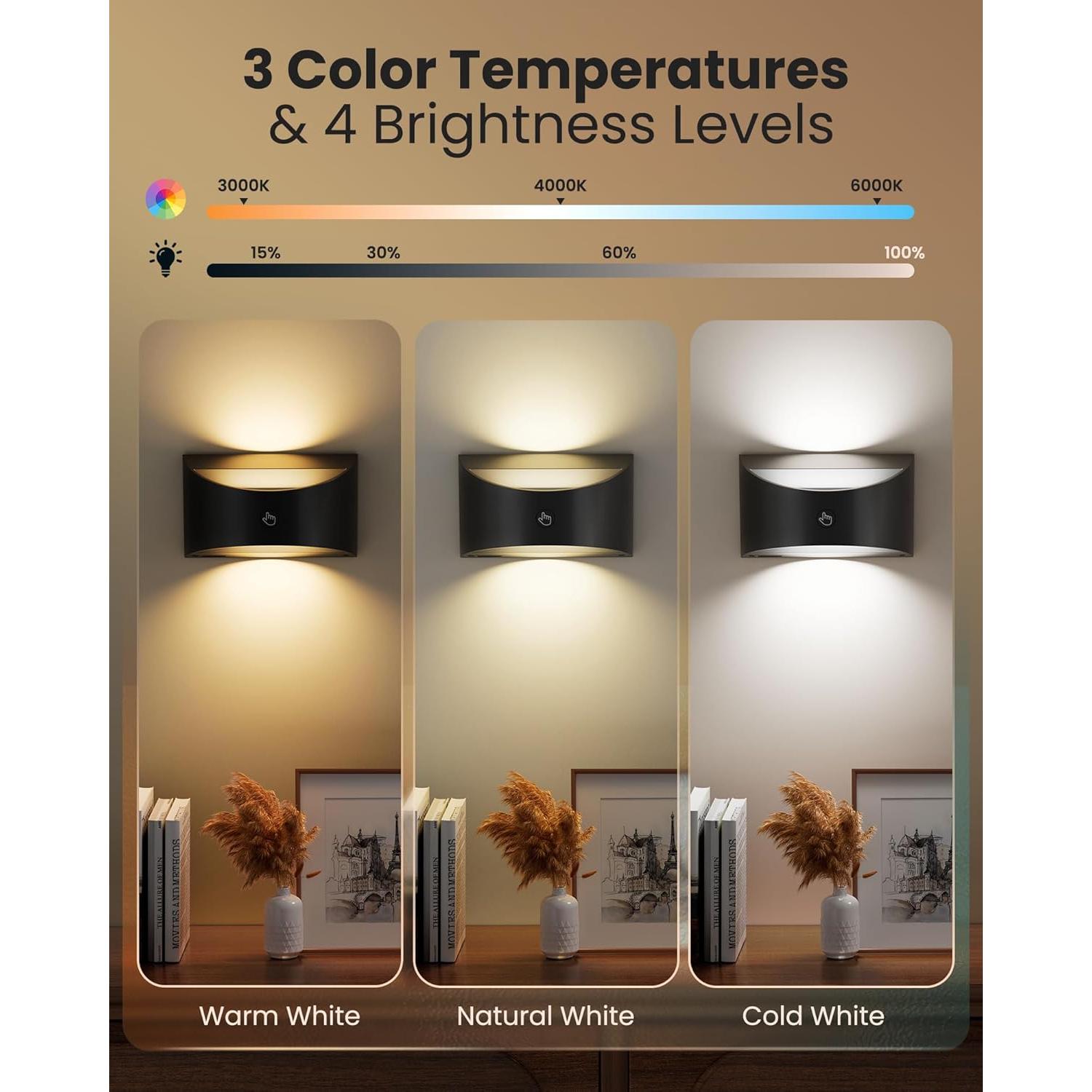 Juego de Apliques de Pared Magnéticos Brightown 2 Pack Negro