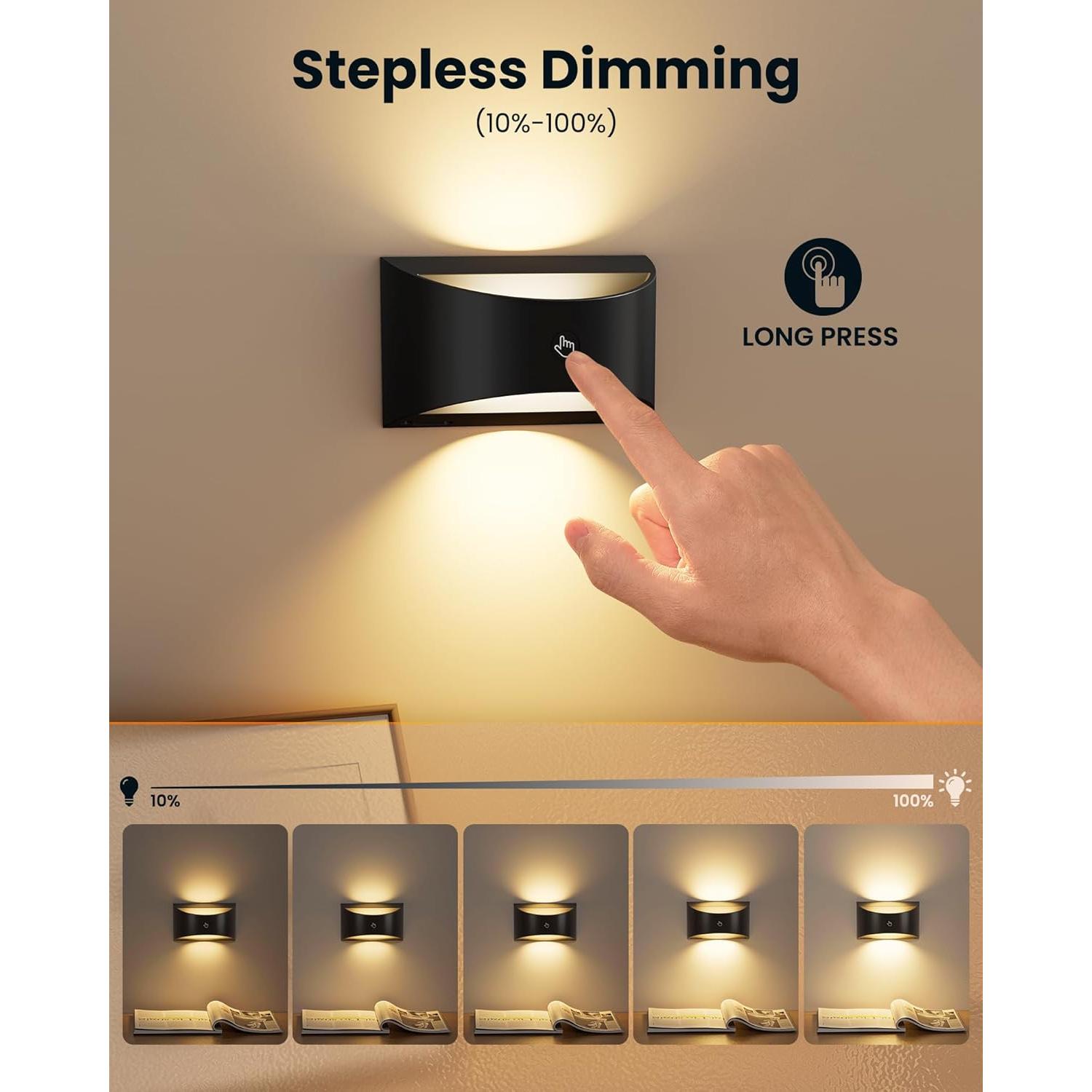 Juego de Apliques de Pared Magnéticos Brightown 2 Pack Negro