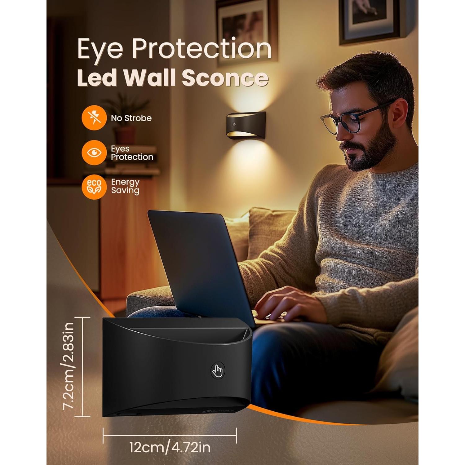 Juego de Apliques de Pared Magnéticos Brightown 2 Pack Negro