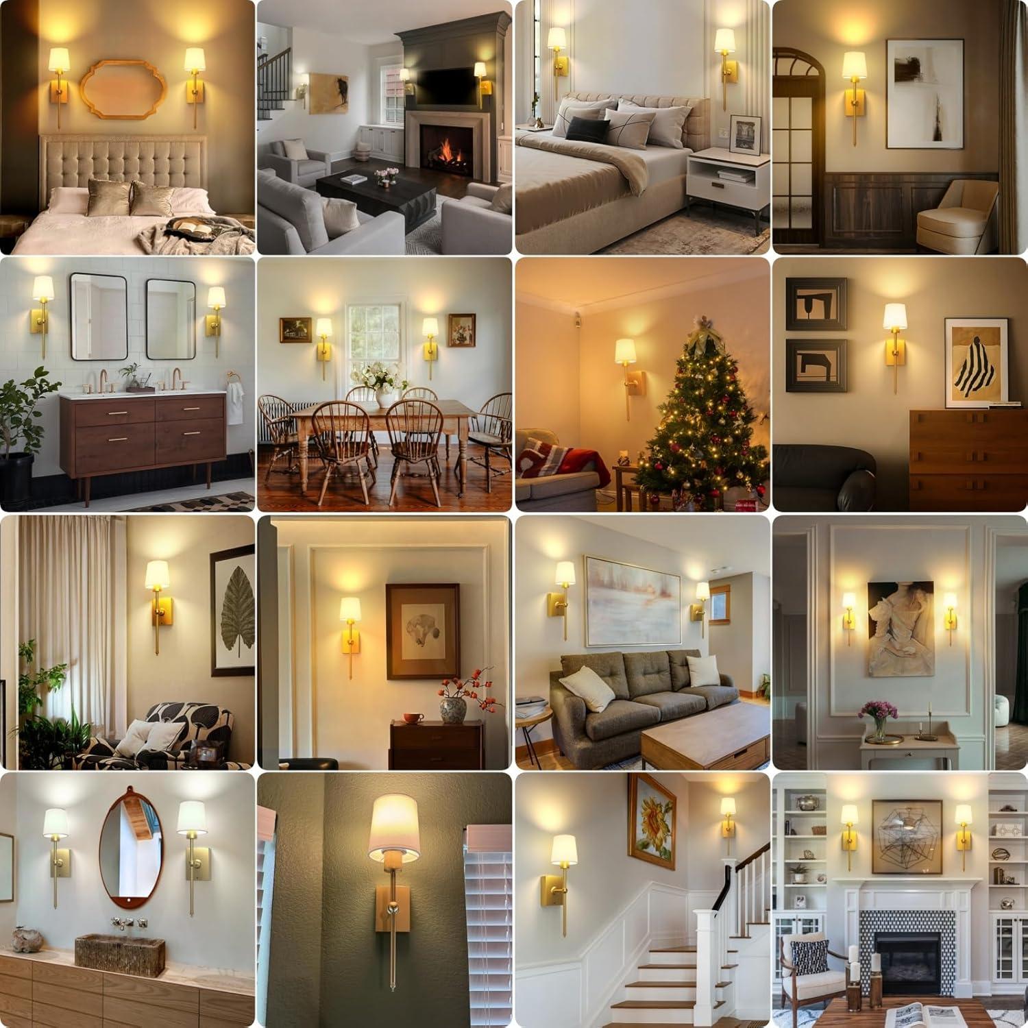 Juego de Apliques de Pared Inalámbricos iThird 2 Pzas Dorados