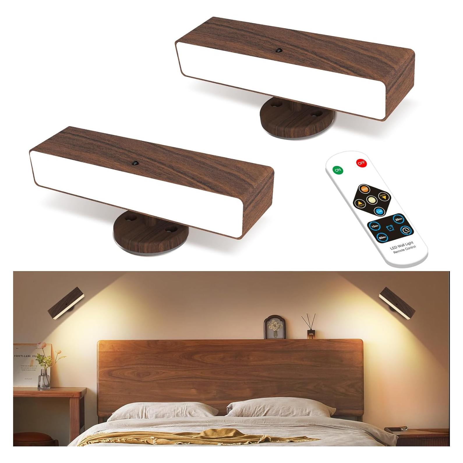 Juego de 2 Apliques de Pared LED iThird Madera Recargables