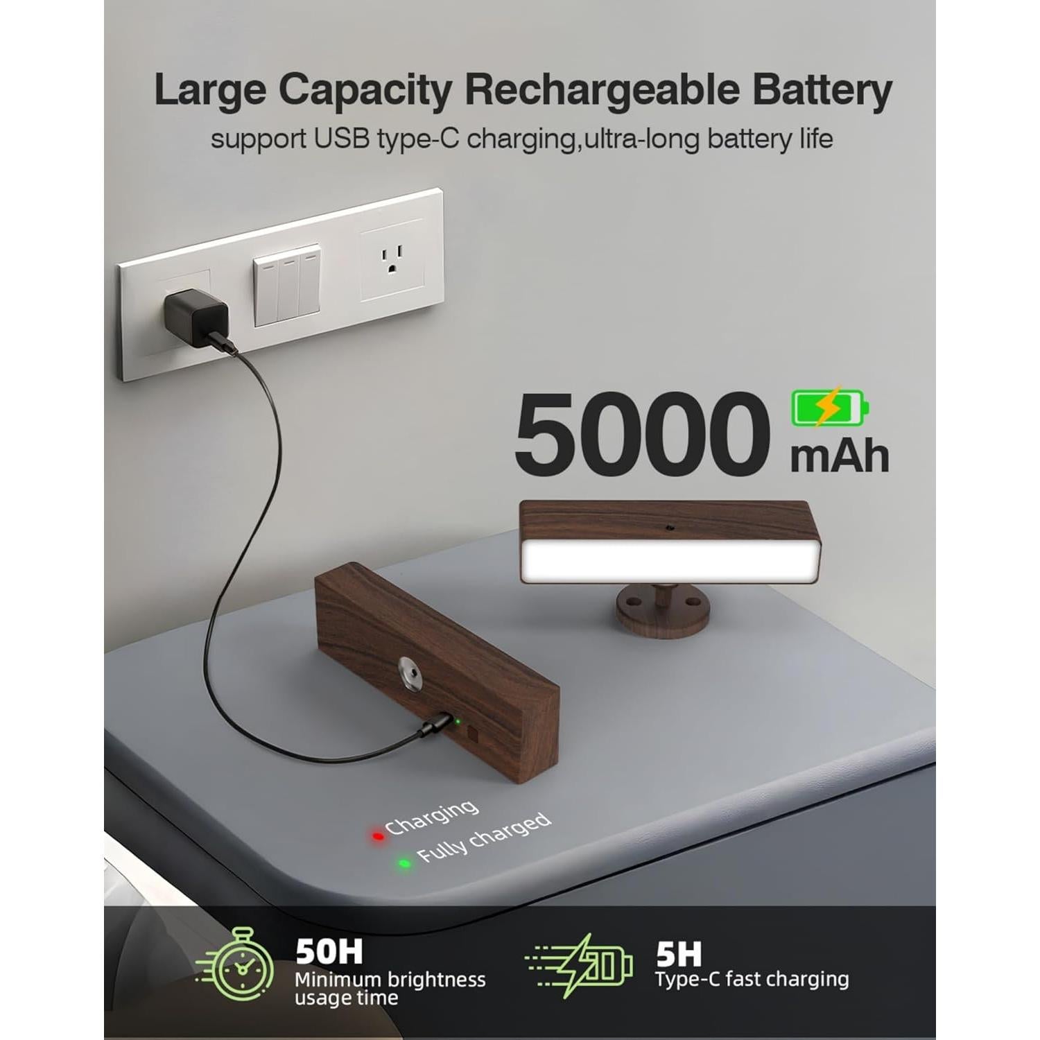 Juego de 2 Apliques de Pared LED iThird Madera Recargables