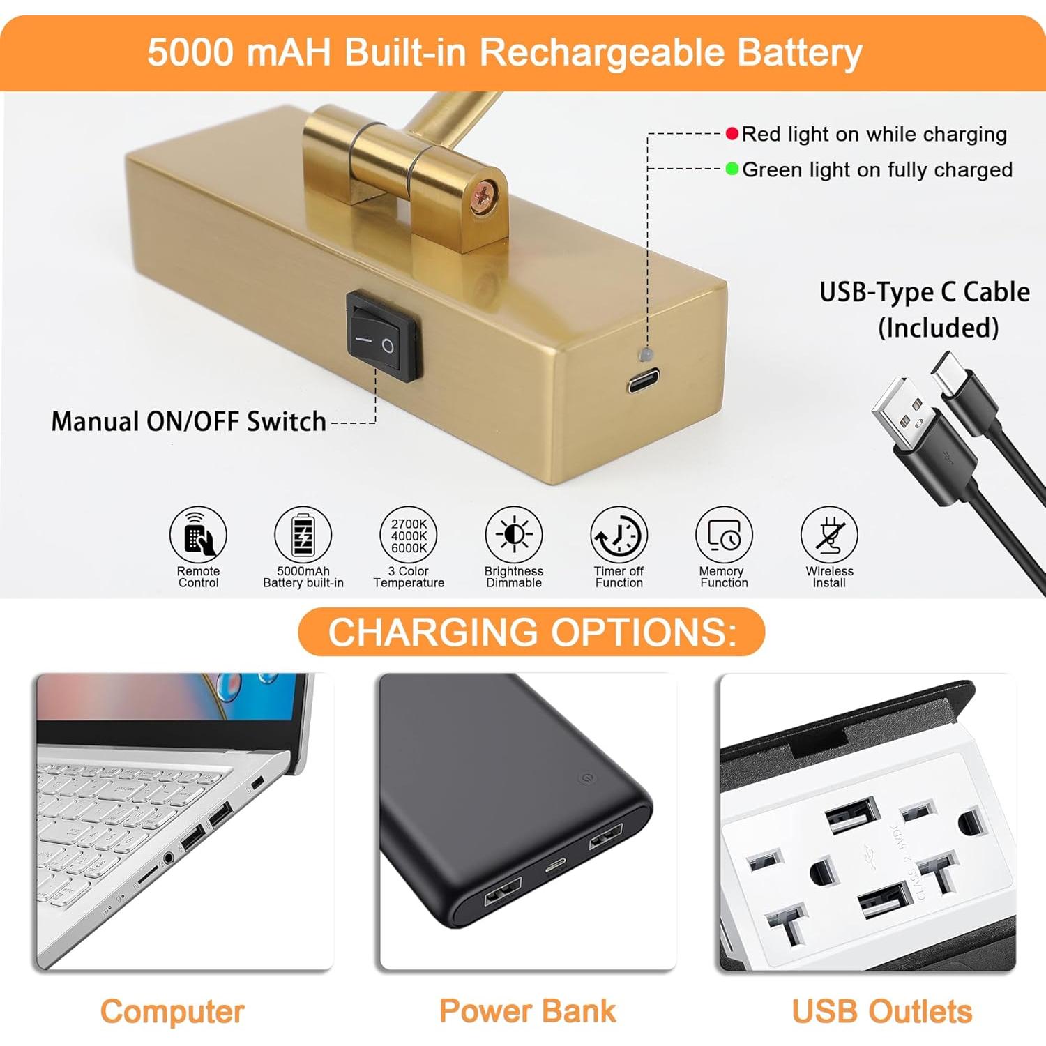 Luz de Imagen LED Inalámbrica Tassuowell 40 cm con Control Remoto