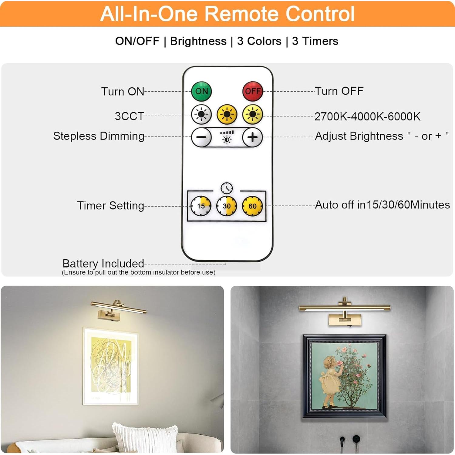 Luz de Imagen LED Inalámbrica Tassuowell 40 cm con Control Remoto