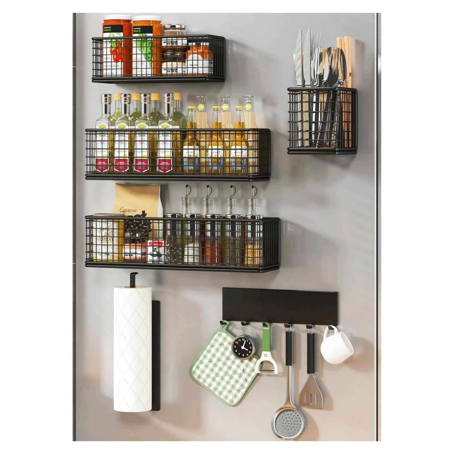 Estante Magnético para Especias DecruKaltiz 6-Pack Negro