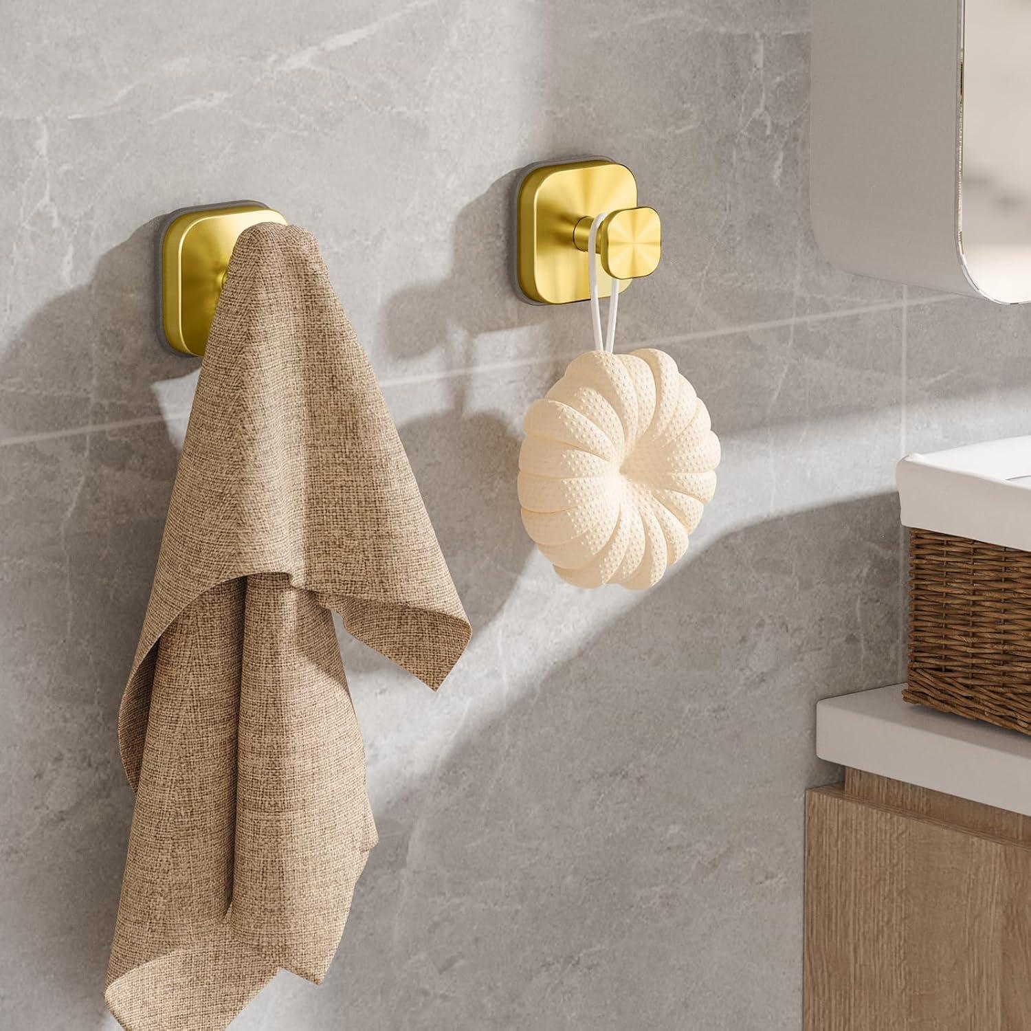 Ganchos de Ventosa BKV Oro Cuadrados 2 Paquete Alta Resistencia