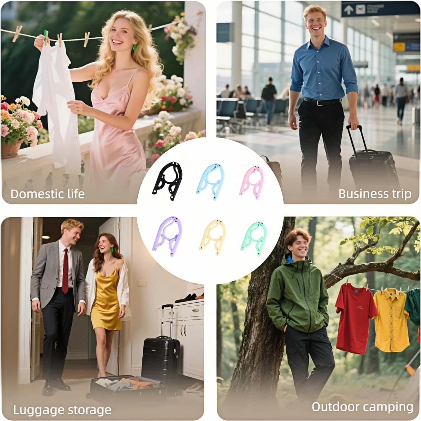 Pack de 6 Perchas Plegables Chinshwehaw Antideslizantes