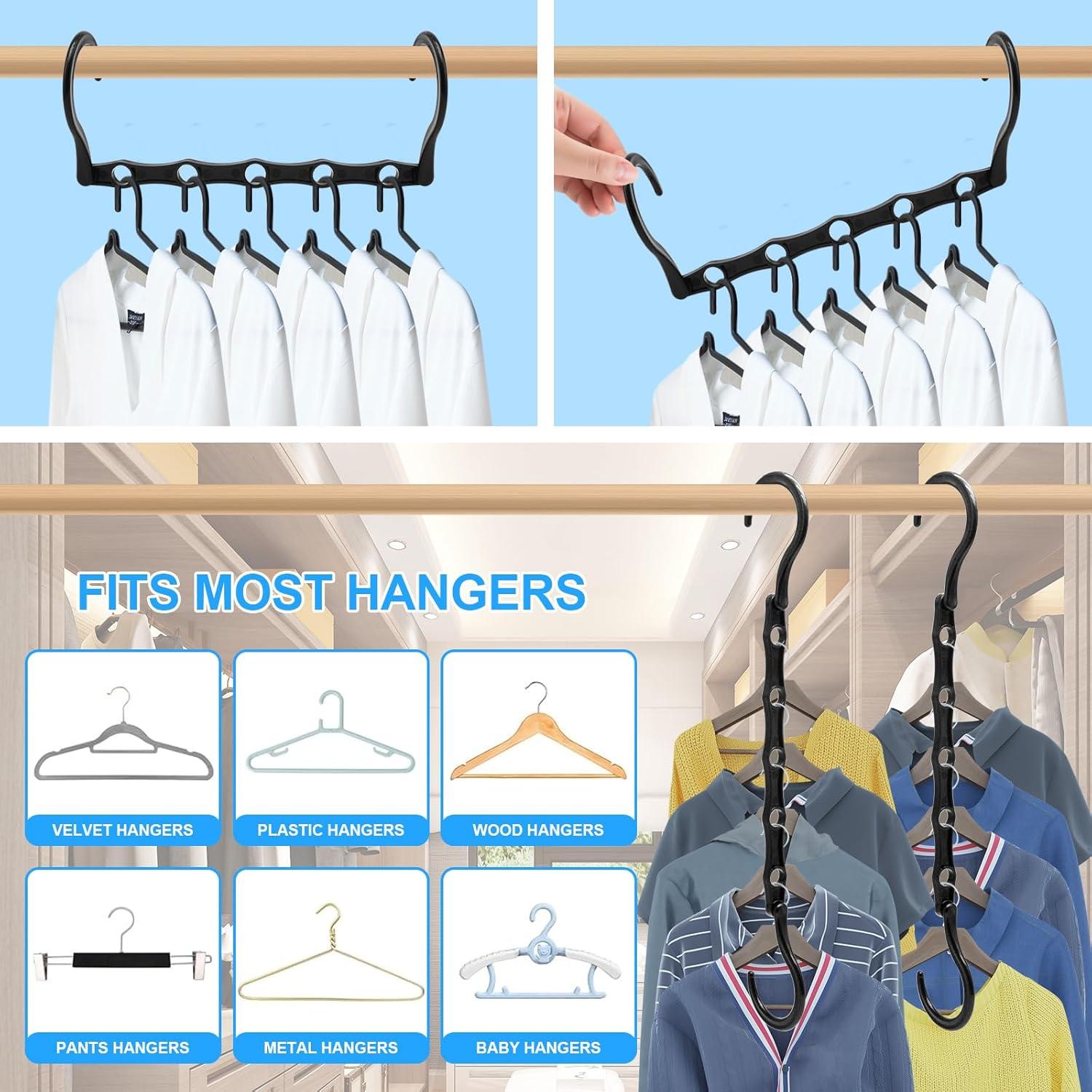 Paquete de 8 Perchas Ahorra Espacio WONGPERG Plástico Negro