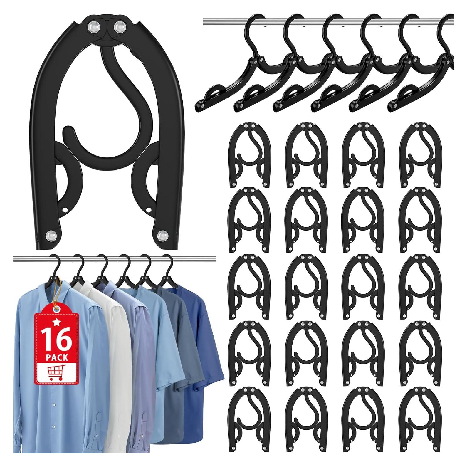 16 Perchas Plegables de Viaje Eunhdet para Ropa - Negro