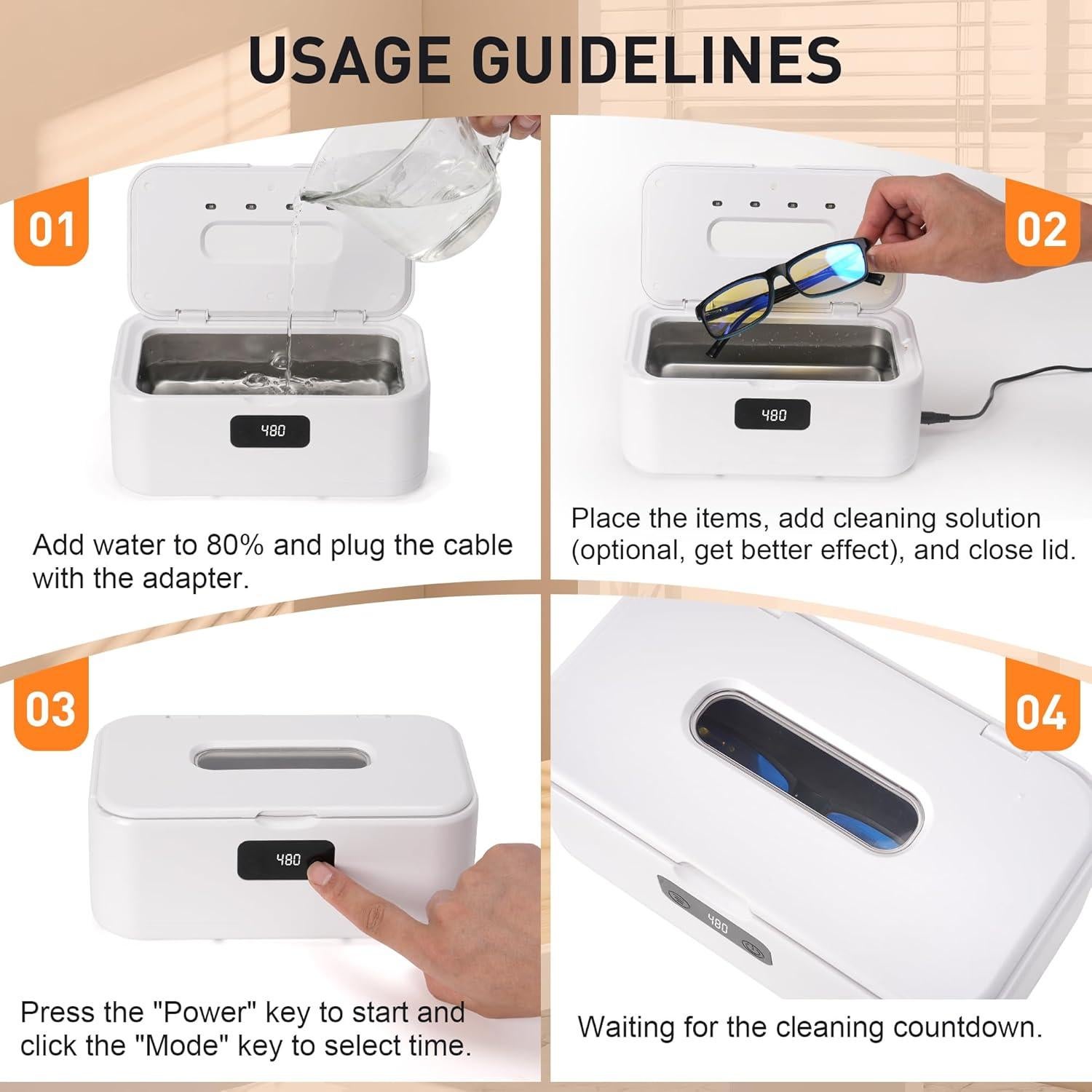 Limpiadora Ultrasónica de Joyas Snawowo A7 - 800ml, 49KHz