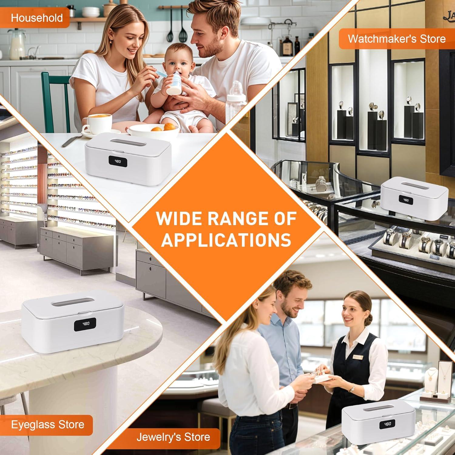 Limpiadora Ultrasónica de Joyas Snawowo A7 - 800ml, 49KHz