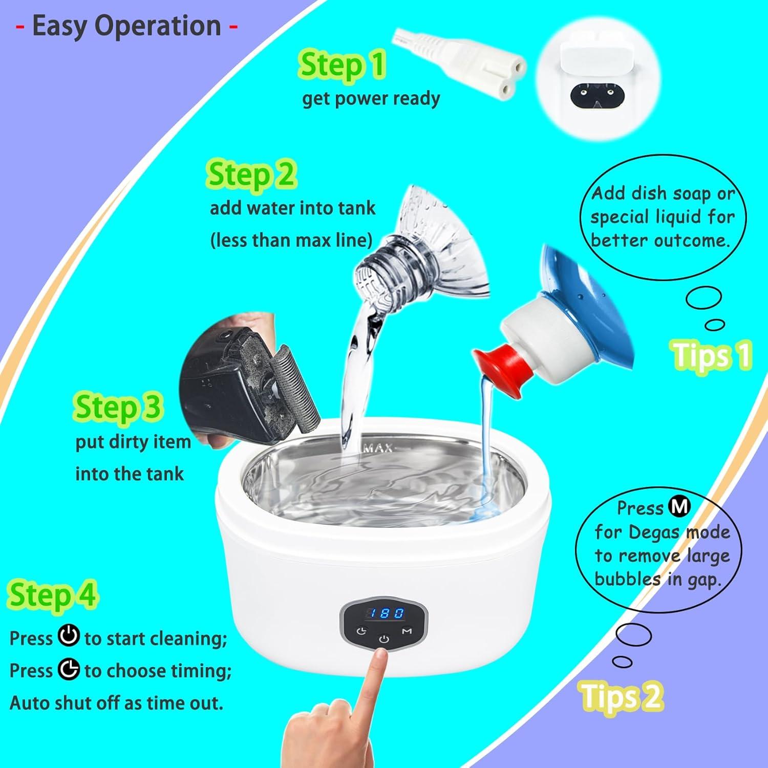 Limpiador Ultrasónico de Joyas MILEKE 600ml 40KHz con Función Degas