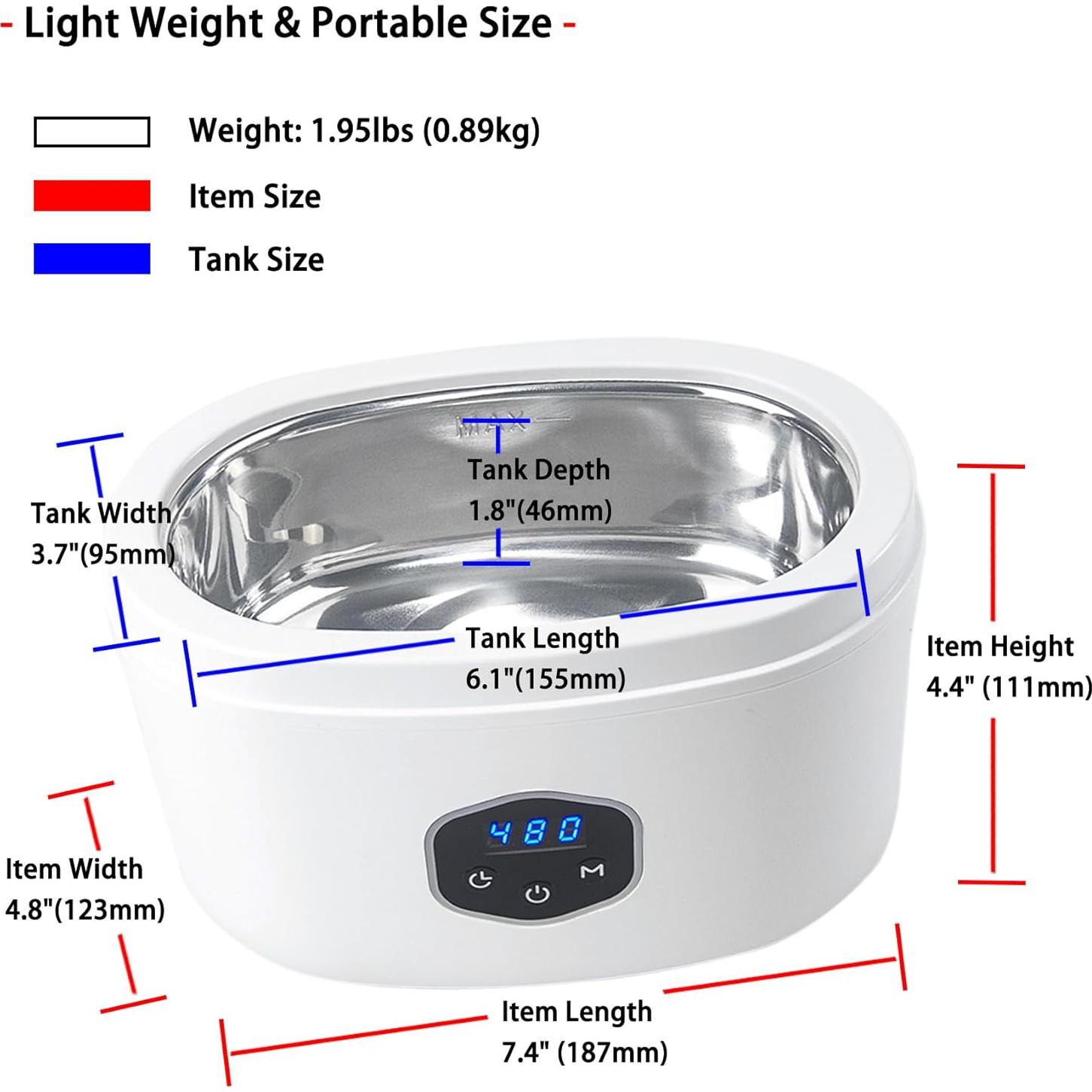 Limpiador Ultrasónico de Joyas MILEKE 600ml 40KHz con Función Degas