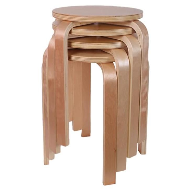 Juego de 4 Taburetes Apilables de Madera Curvada XZXYMYGS