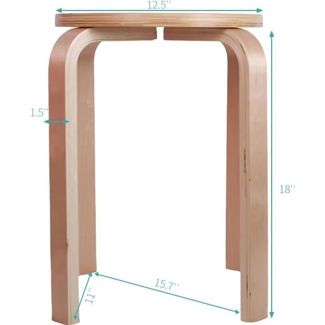 Juego de 4 Taburetes Apilables de Madera Curvada XZXYMYGS
