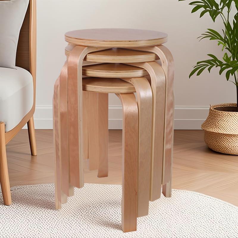 Juego de 4 Taburetes Apilables de Madera Curvada XZXYMYGS
