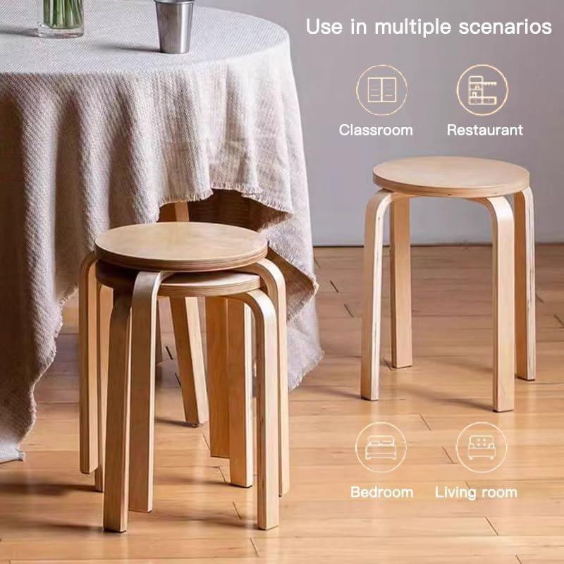 Juego de 4 Taburetes Apilables de Madera Curvada XZXYMYGS