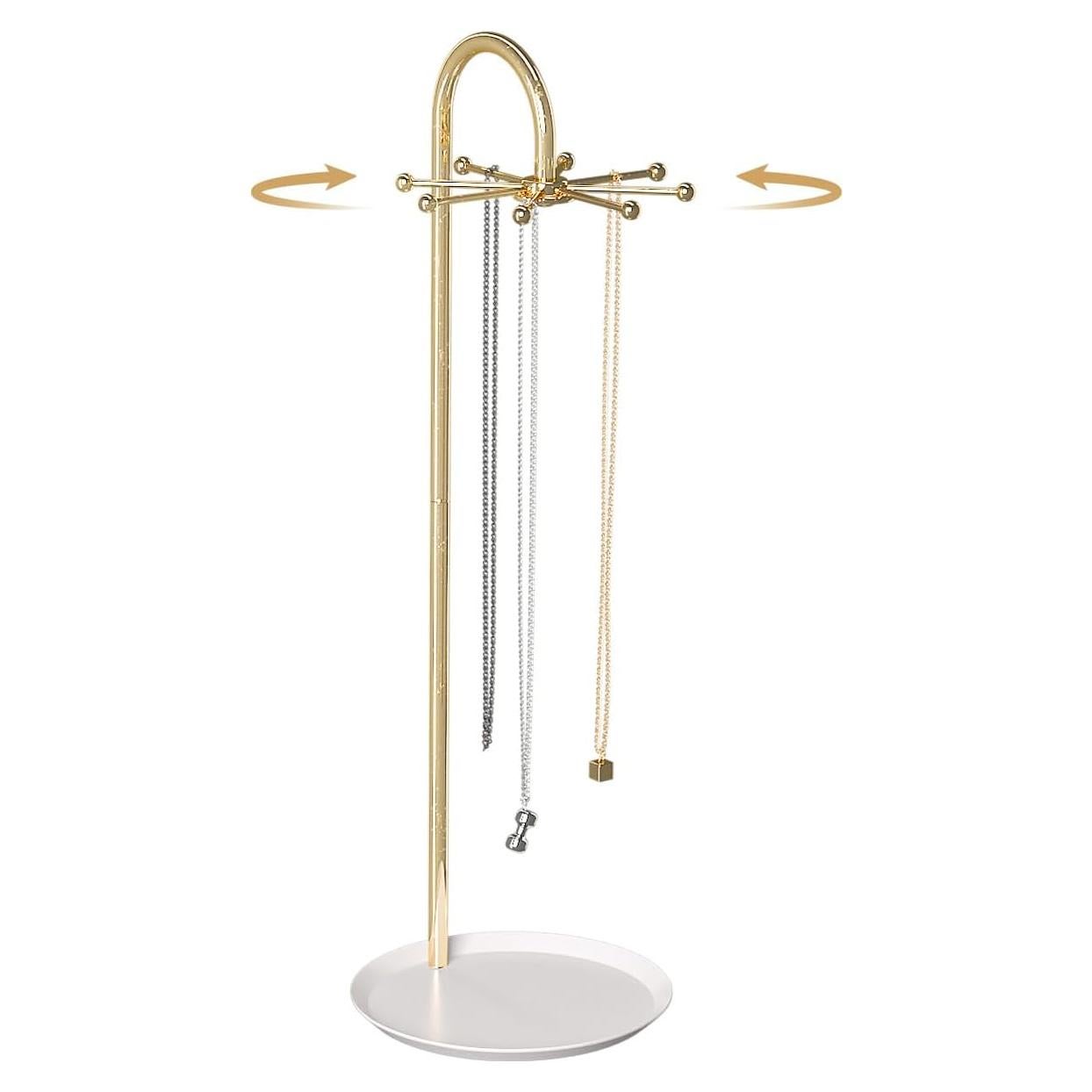 Soporte Giratorio de Joyería Coward Dorado para Collares y Pulseras