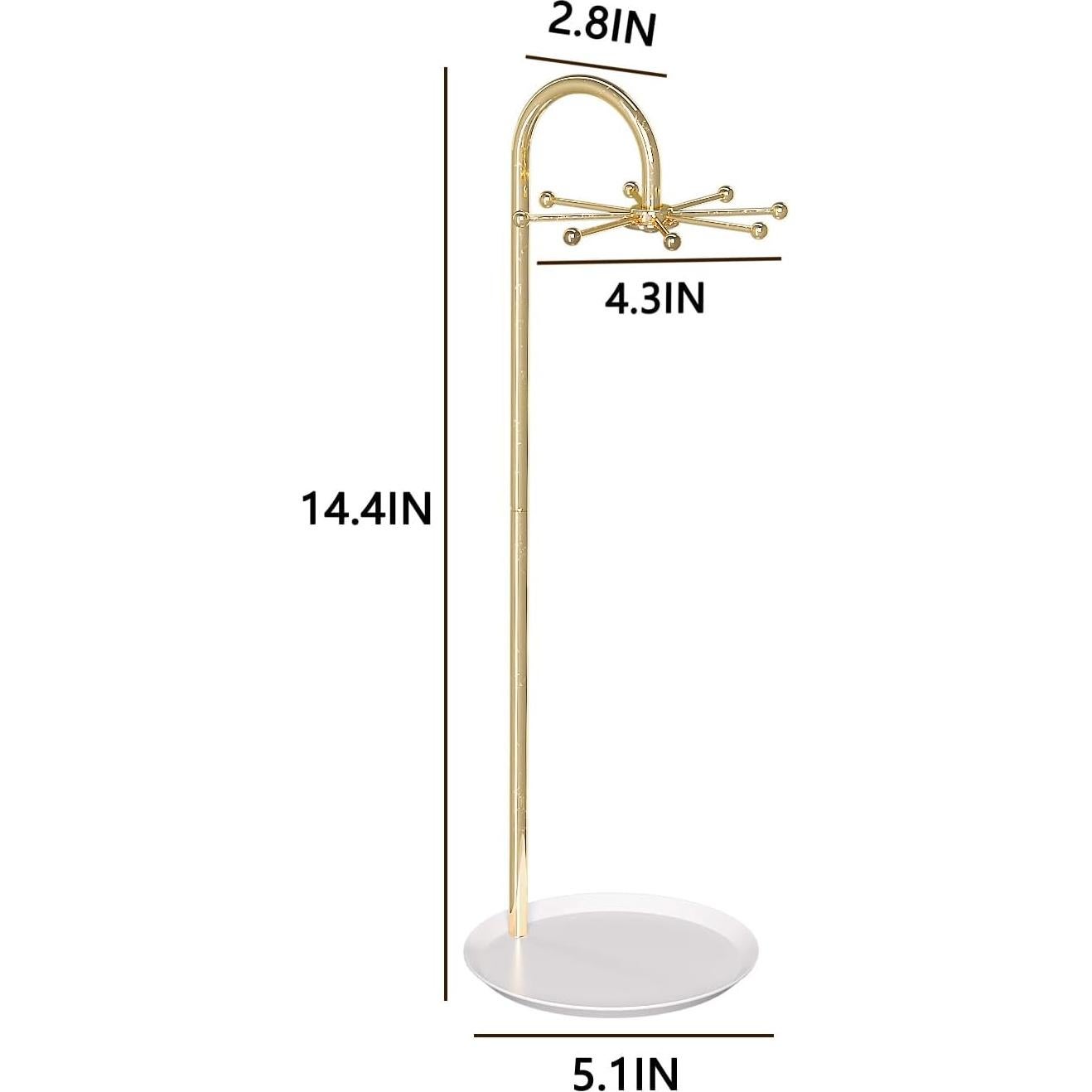 Soporte Giratorio de Joyería Coward Dorado para Collares y Pulseras