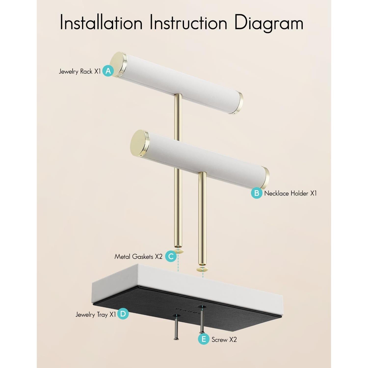 Organizador de Joyería Vlando Blanco - Soporte de Pulseras y Collares