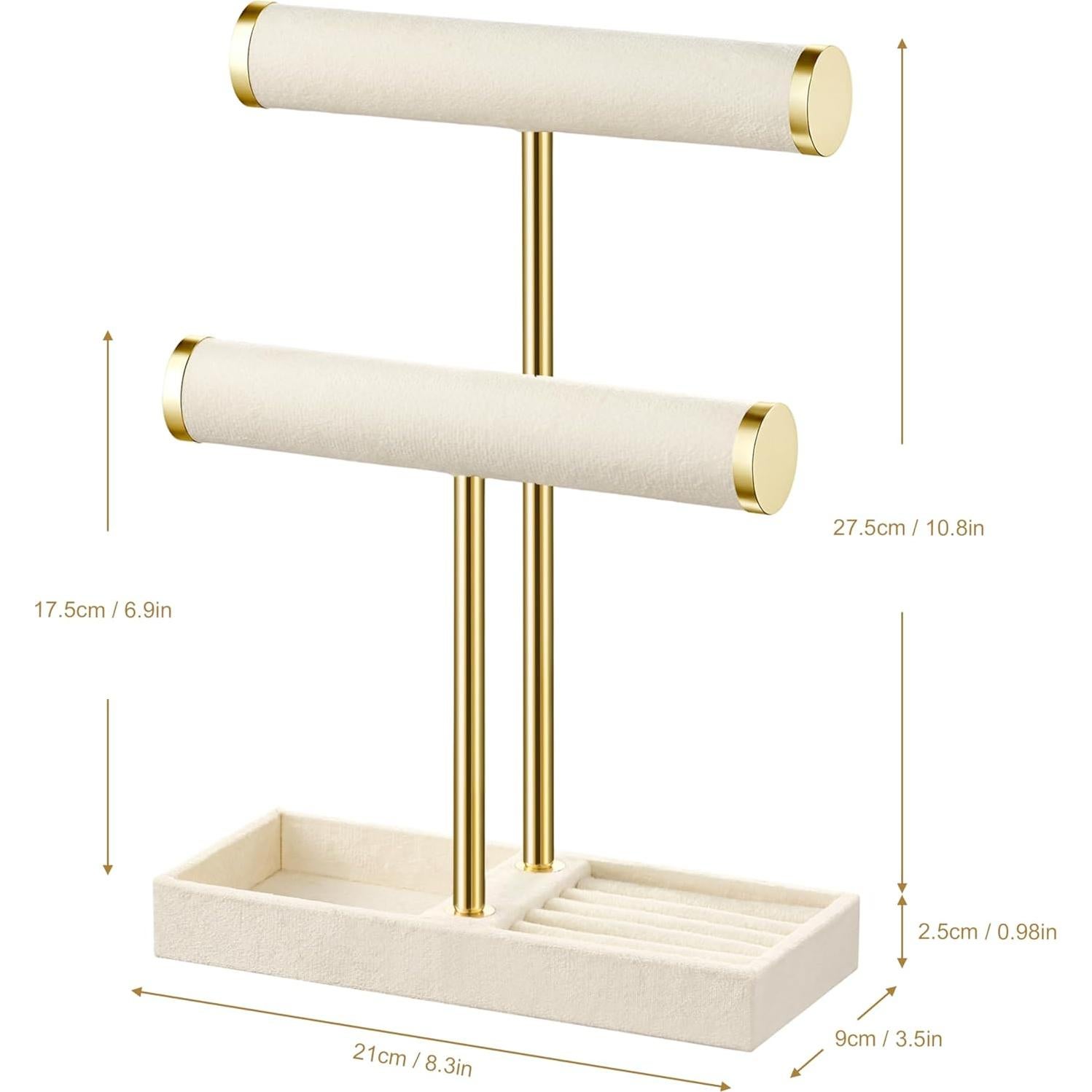 Soporte para Pulseras Bussdis 2 Niveles Terciopelo Beige