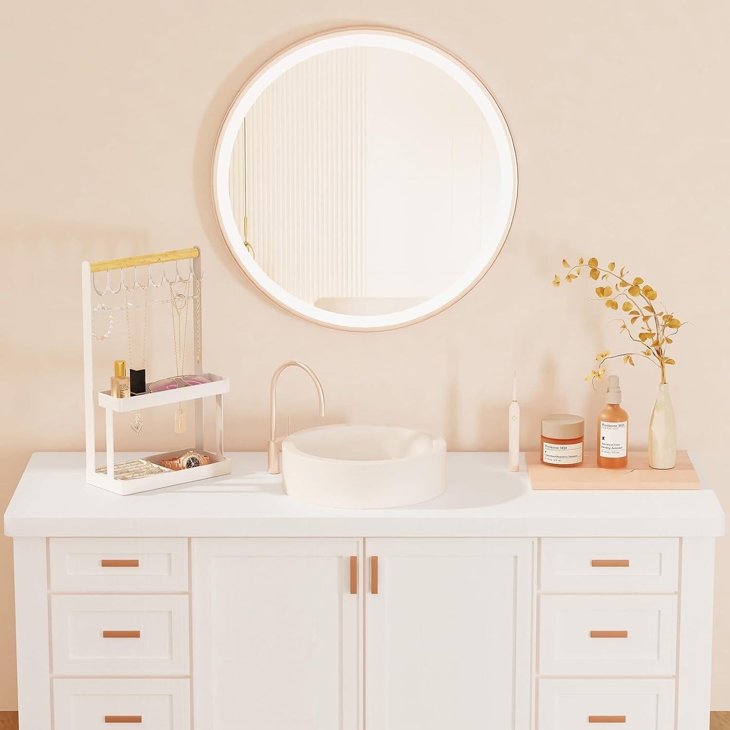 Organizador de Joyería Lolalet 4 Niveles Blanco con 12 Ganchos