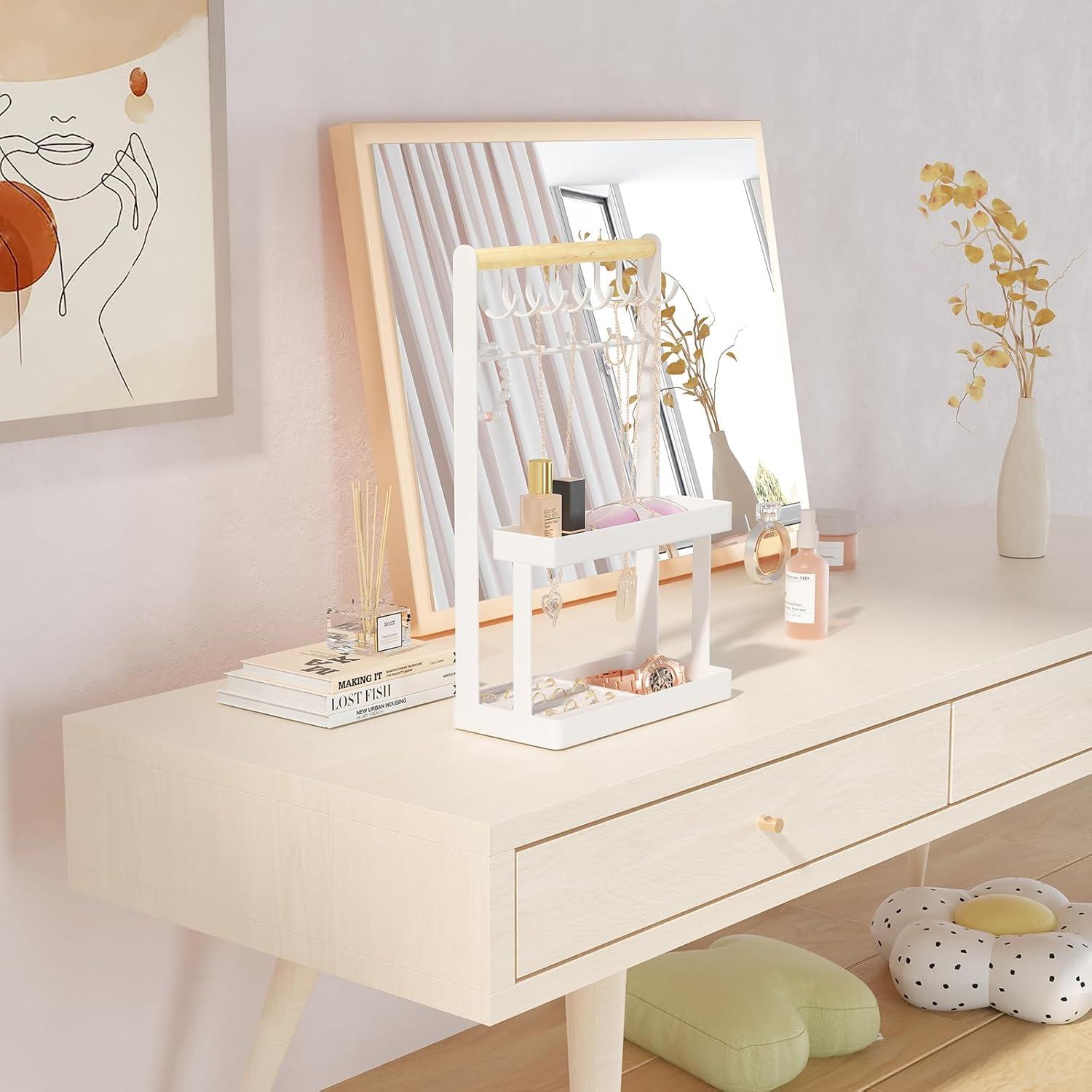 Organizador de Joyería Lolalet 4 Niveles Blanco con 12 Ganchos