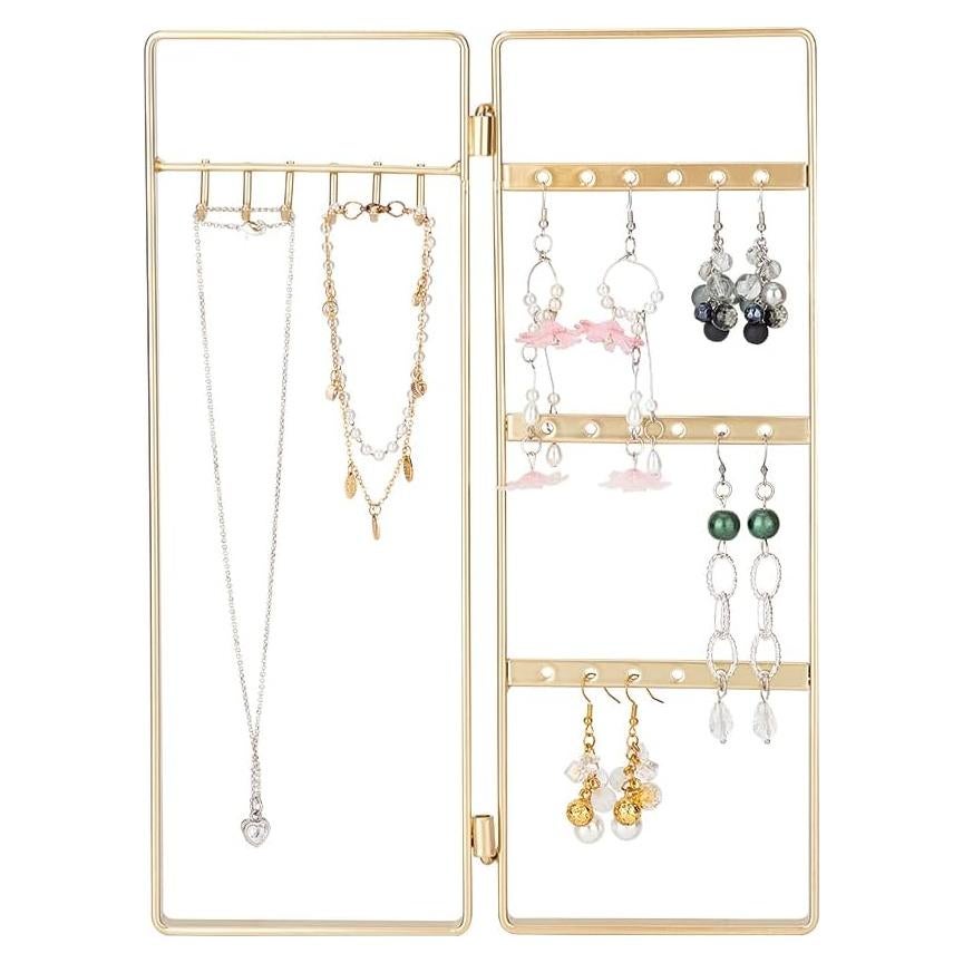 Soporte de Joyería Plegable FINGERINSPIRE 2 Paneles 18 Agujeros