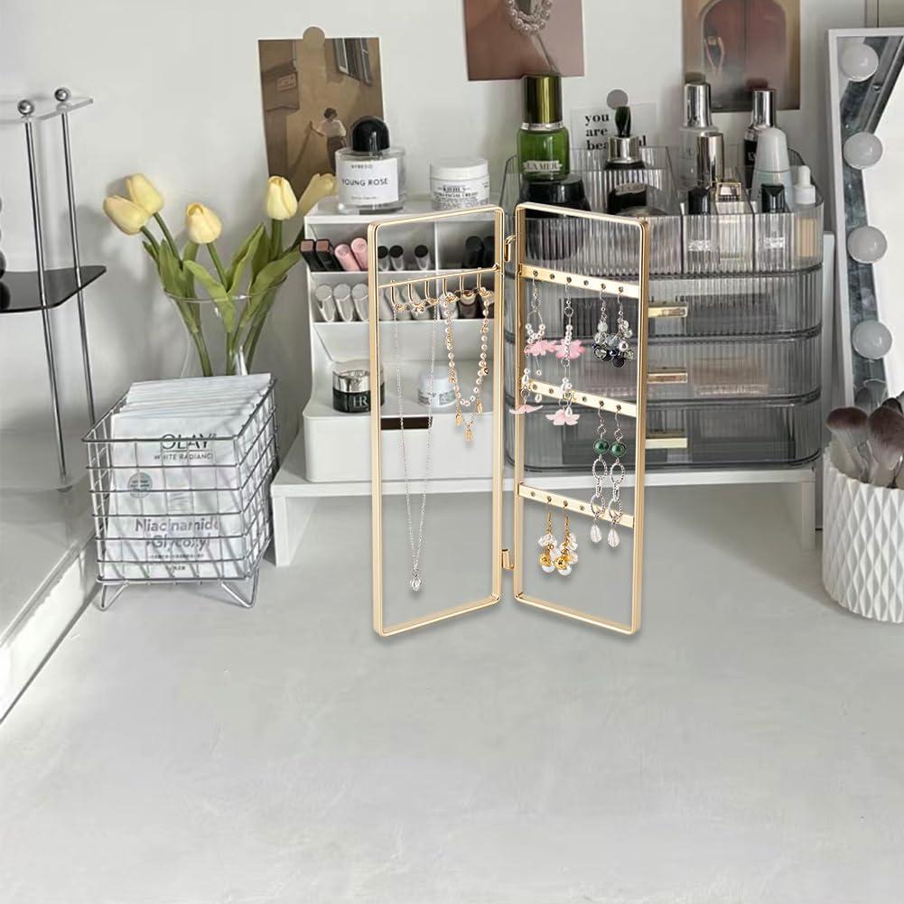 Soporte de Joyería Plegable FINGERINSPIRE 2 Paneles 18 Agujeros