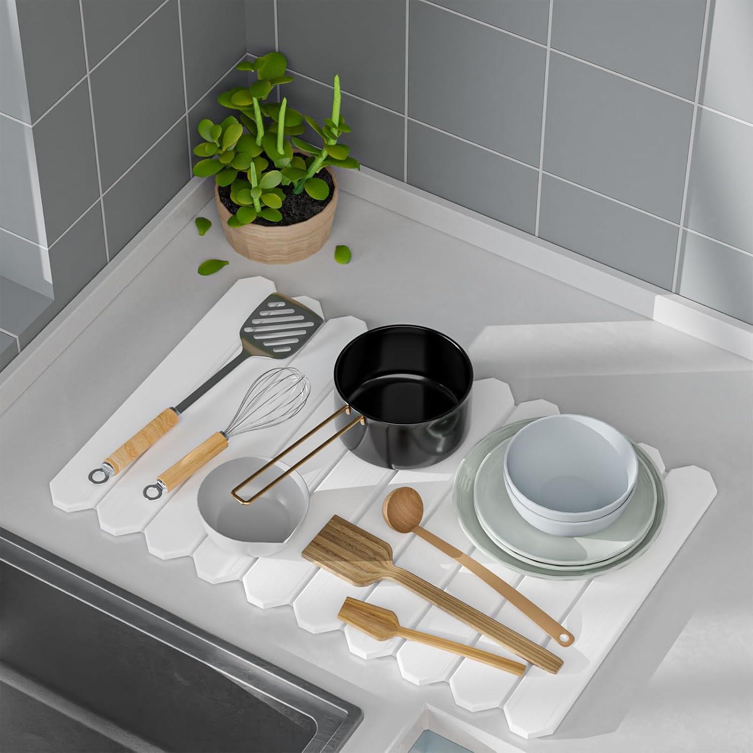 Alfombrilla de Secado de Platos Vorisebo 61x41 cm Blanca