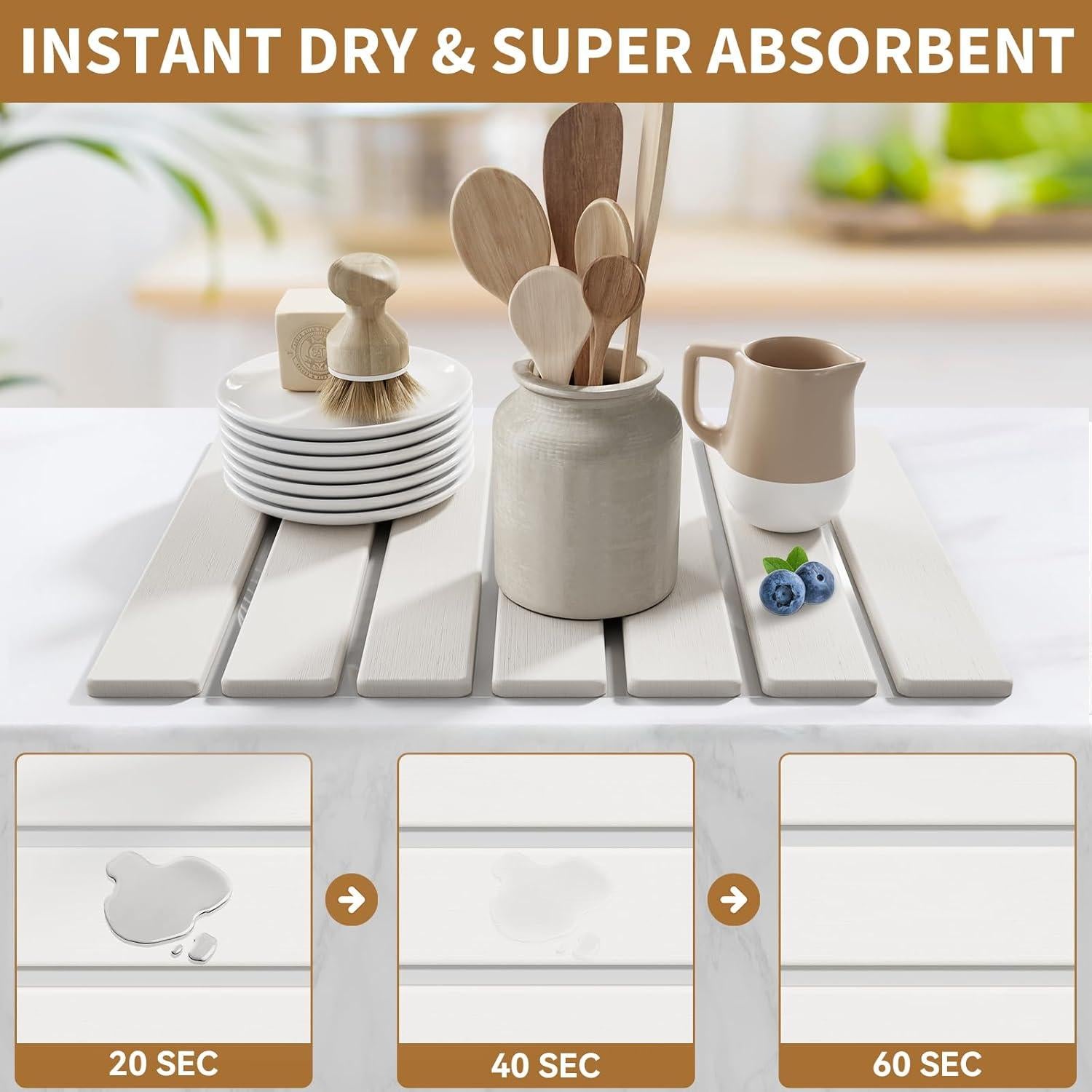 Alfombrilla de Secado de Piedra Diatomácea AEFLM 39.4x30cm Blanca