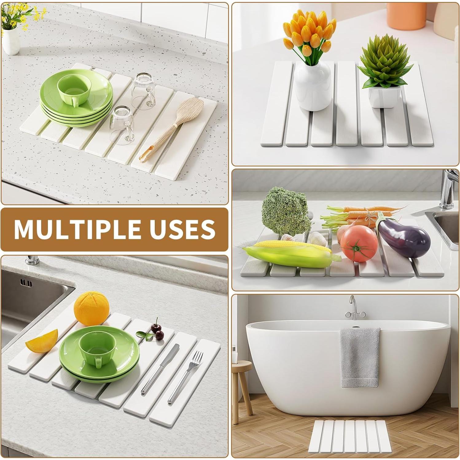 Alfombrilla de Secado de Piedra Diatomácea AEFLM 39.4x30cm Blanca