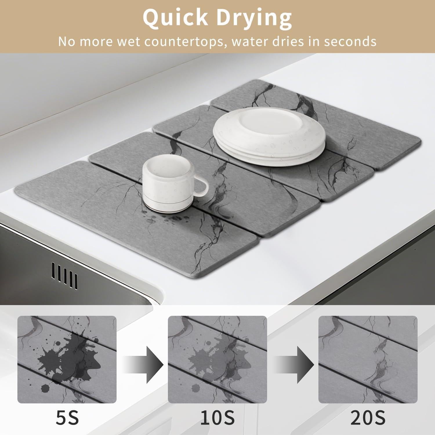 Alfombrilla de Secado de Piedra SolaVelle 60.96x40.64cm Gris