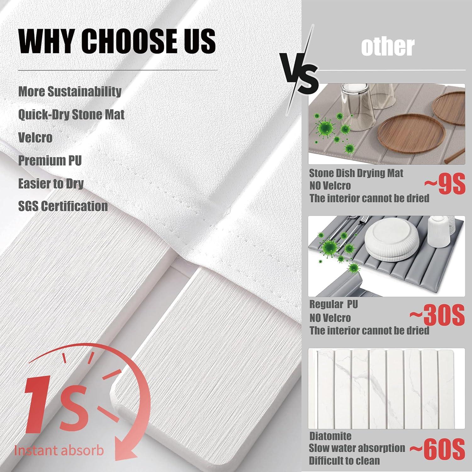 Alfombrilla de Secado de Platos de Piedra Imgrose 61x41 cm