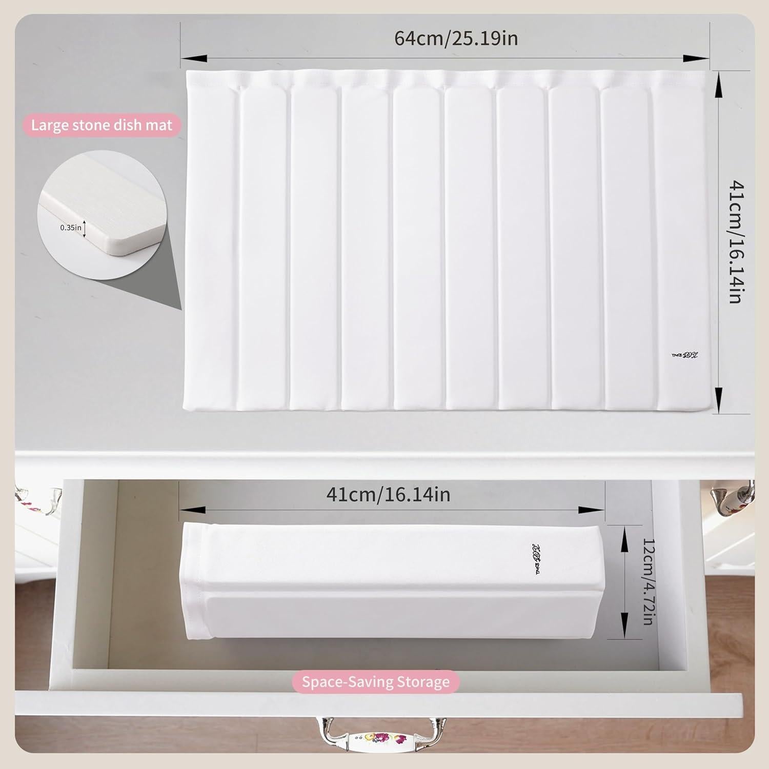 Alfombrilla de Secado de Platos de Piedra Imgrose 61x41 cm