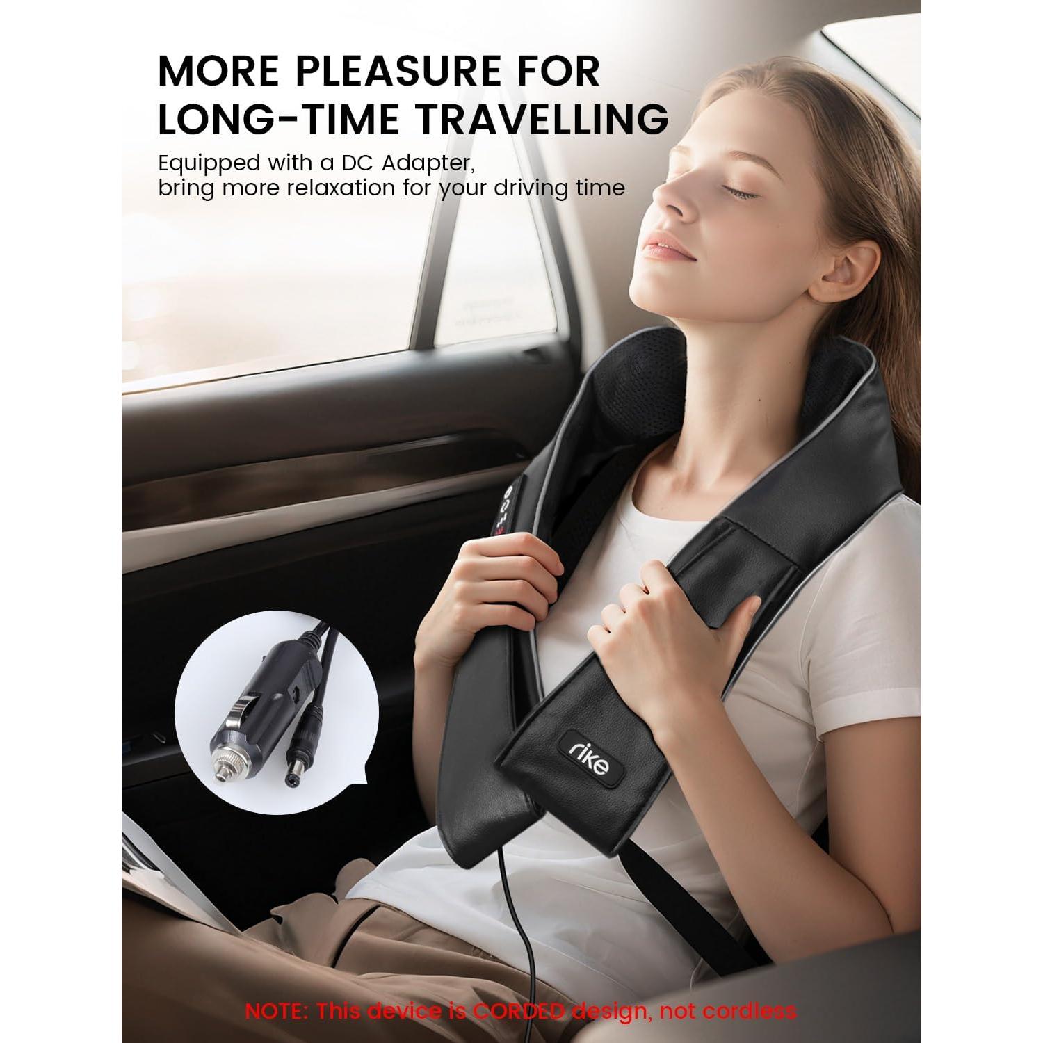 Masajeador Shiatsu Eléctrico RIKE con Calor 3D para Espalda y Cuello