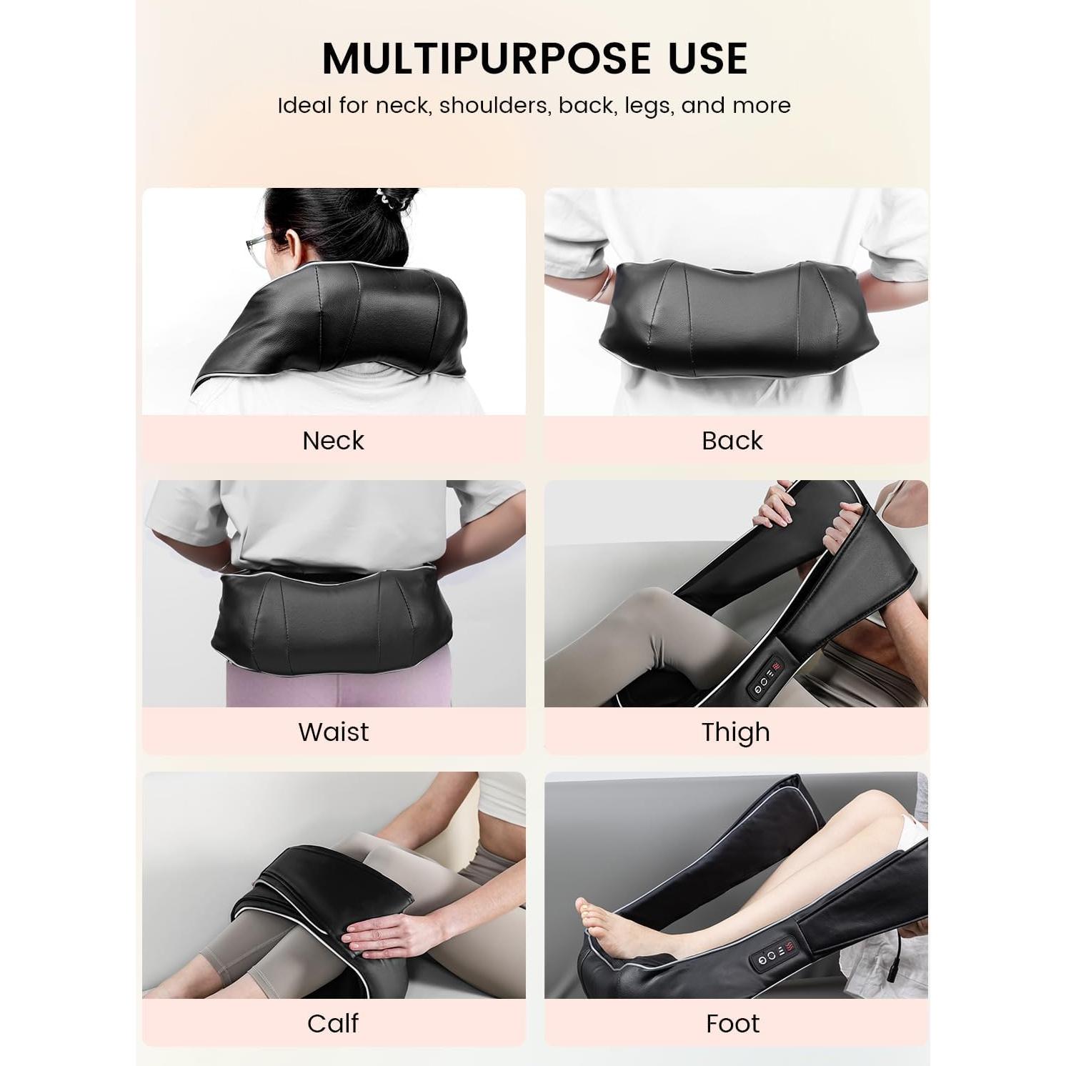 Masajeador Shiatsu Eléctrico RIKE con Calor 3D para Espalda y Cuello