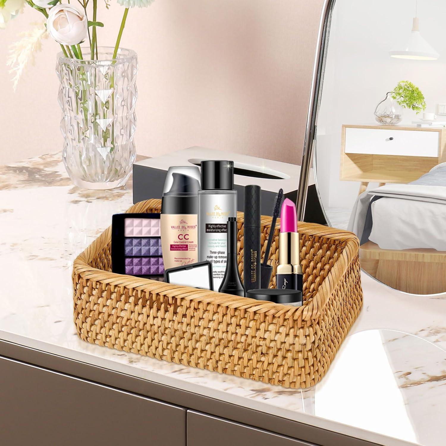 Juego de 3 Cestas Rectangulares de Rattan Whalehub - Almacenamiento Natural