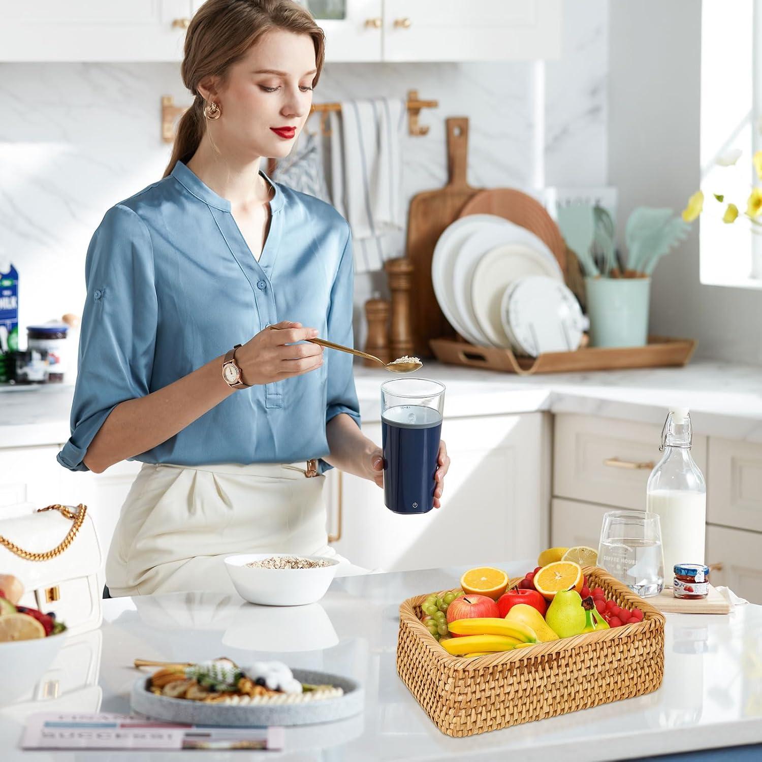 Juego de 3 Cestas Rectangulares de Rattan Whalehub - Almacenamiento Natural