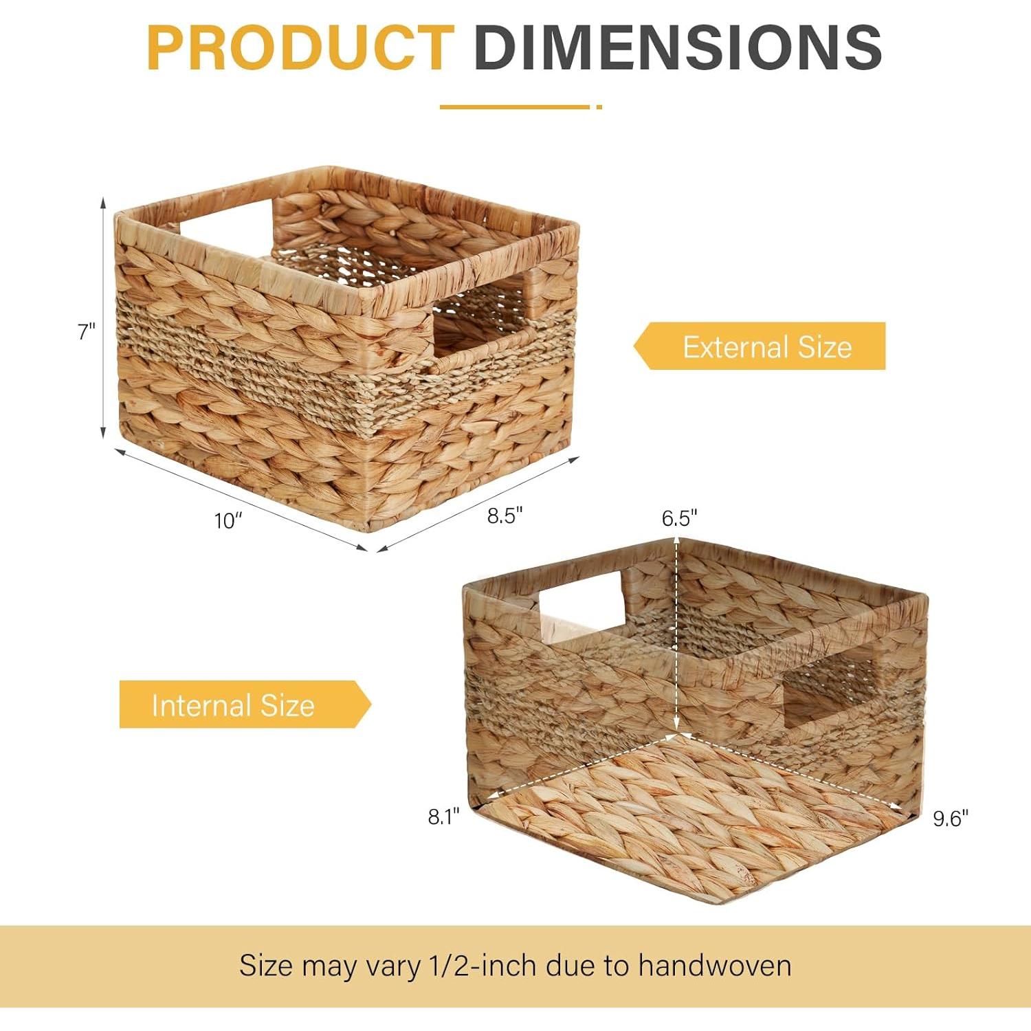 Cestas de Almacenamiento Bagnizer Tejidas a Mano 2-Pack 25.4x21.6x17.8cm