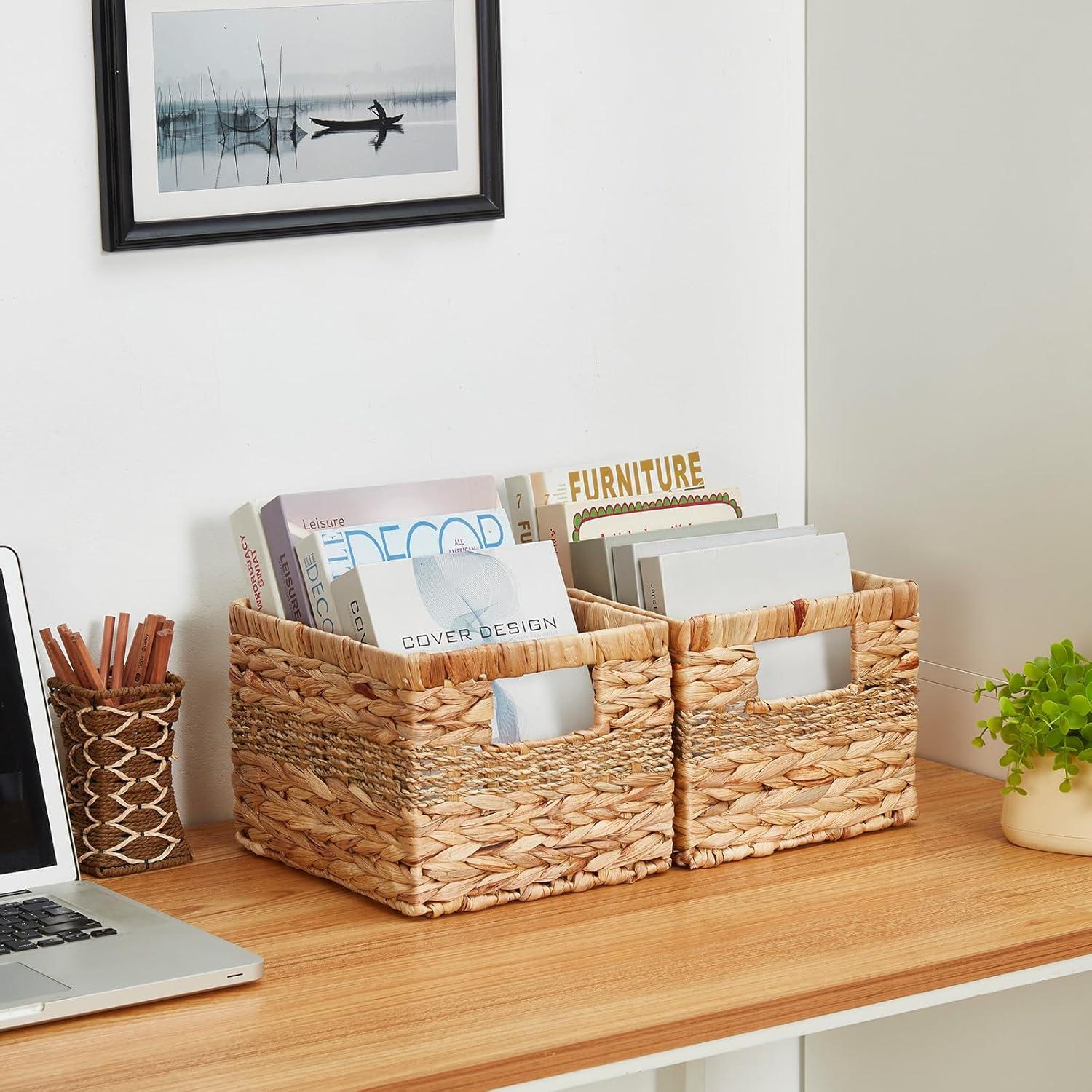 Cestas de Almacenamiento Bagnizer Tejidas a Mano 2-Pack 25.4x21.6x17.8cm