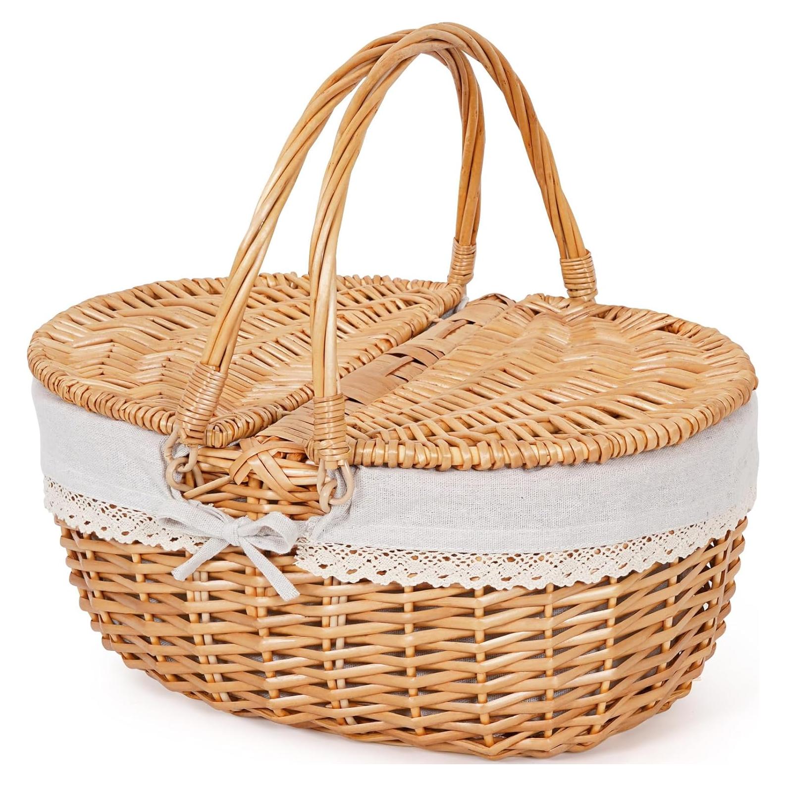 Cesta de Picnic Grande Happypicnic de Mimbre 40x29x18.7 cm