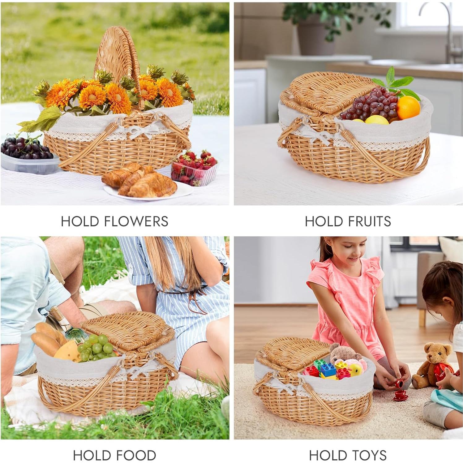 Cesta de Picnic Grande Happypicnic de Mimbre 40x29x18.7 cm