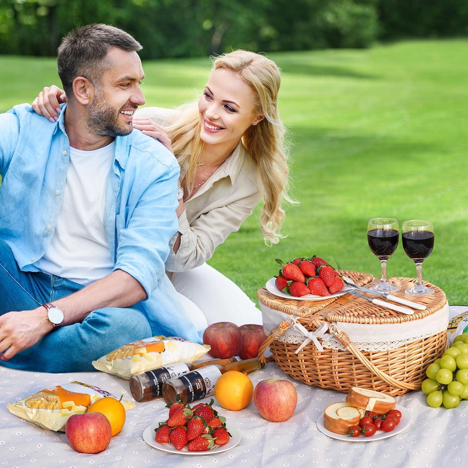 Cesta de Picnic Grande Happypicnic de Mimbre 40x29x18.7 cm