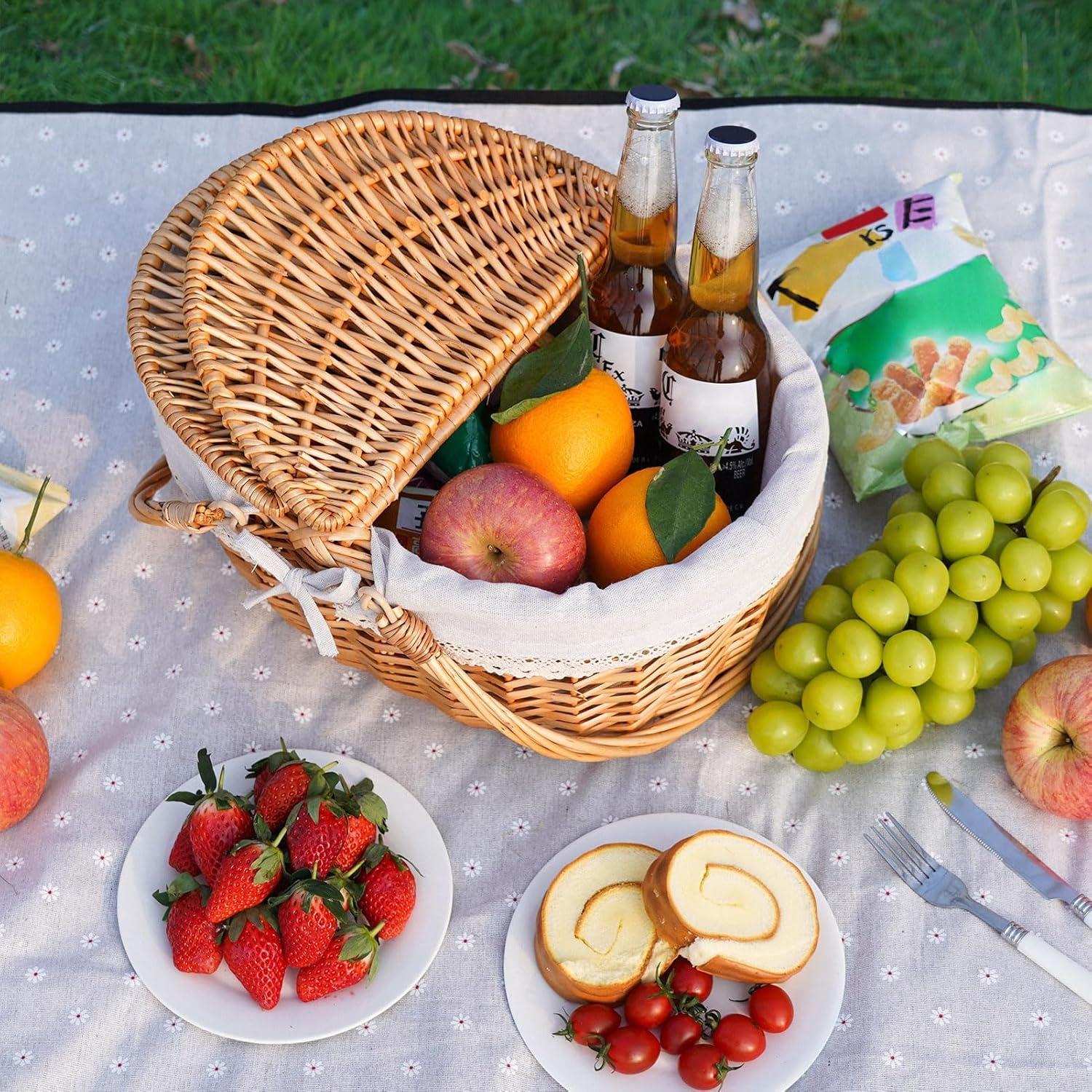 Cesta de Picnic Grande Happypicnic de Mimbre 40x29x18.7 cm