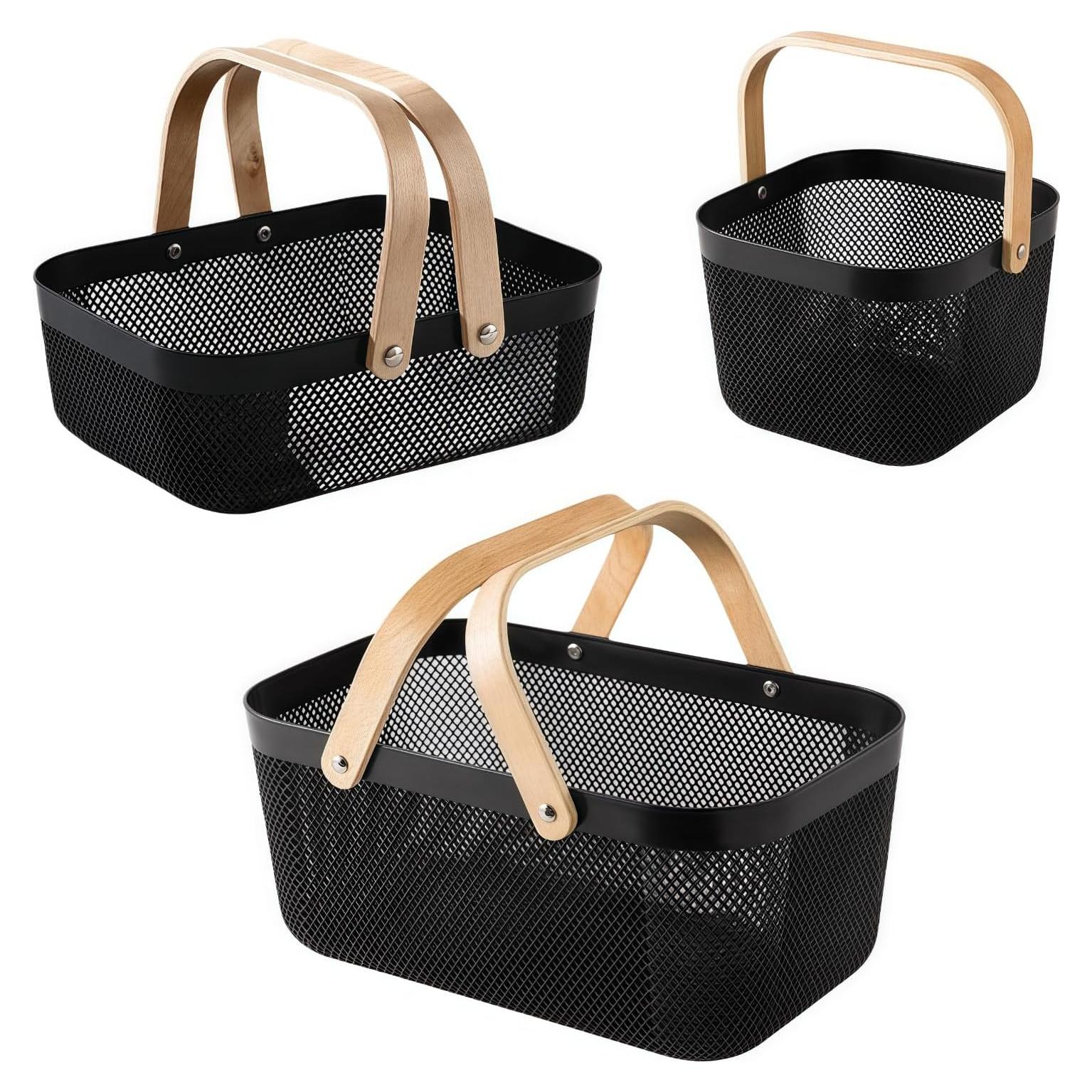 Cestas de Cosecha JSLYNB 3 Piezas Plástico Negro 39.9x24.4x18cm