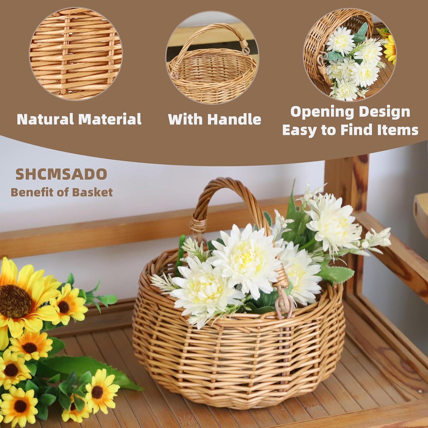 Cesta de Picnic de Mimbre SHCMSADO 18x18x10 cm Natural